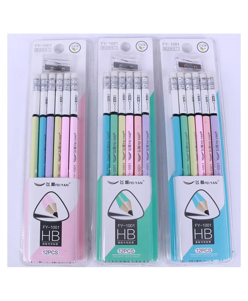 YAMAMA Colorful Macaron Pencil Set With Sharpener Dual Tone Design High Quality Students Wooden Pencil OEM HB Pencil Customization Pencil Sets  (Pack of 12 pcs - Multicolor)-image-44
