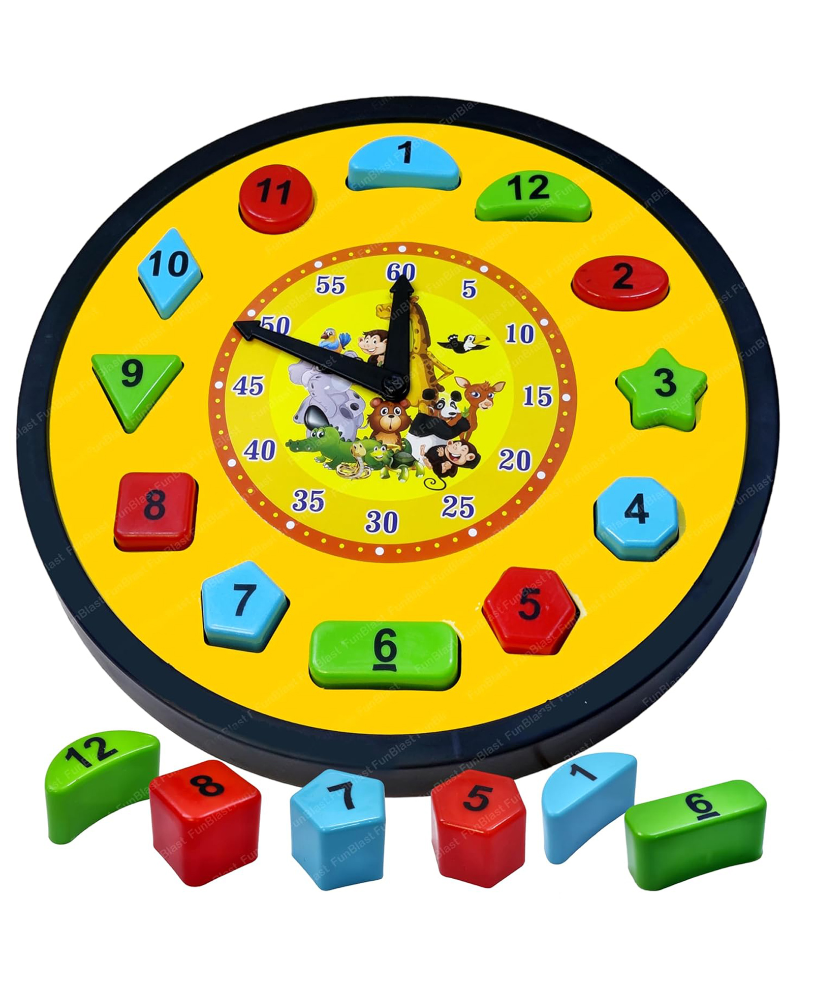 FunBlast Time Learning Clock Puzzle Toy for Kids 12 Pieces   Multicolor-picture-22