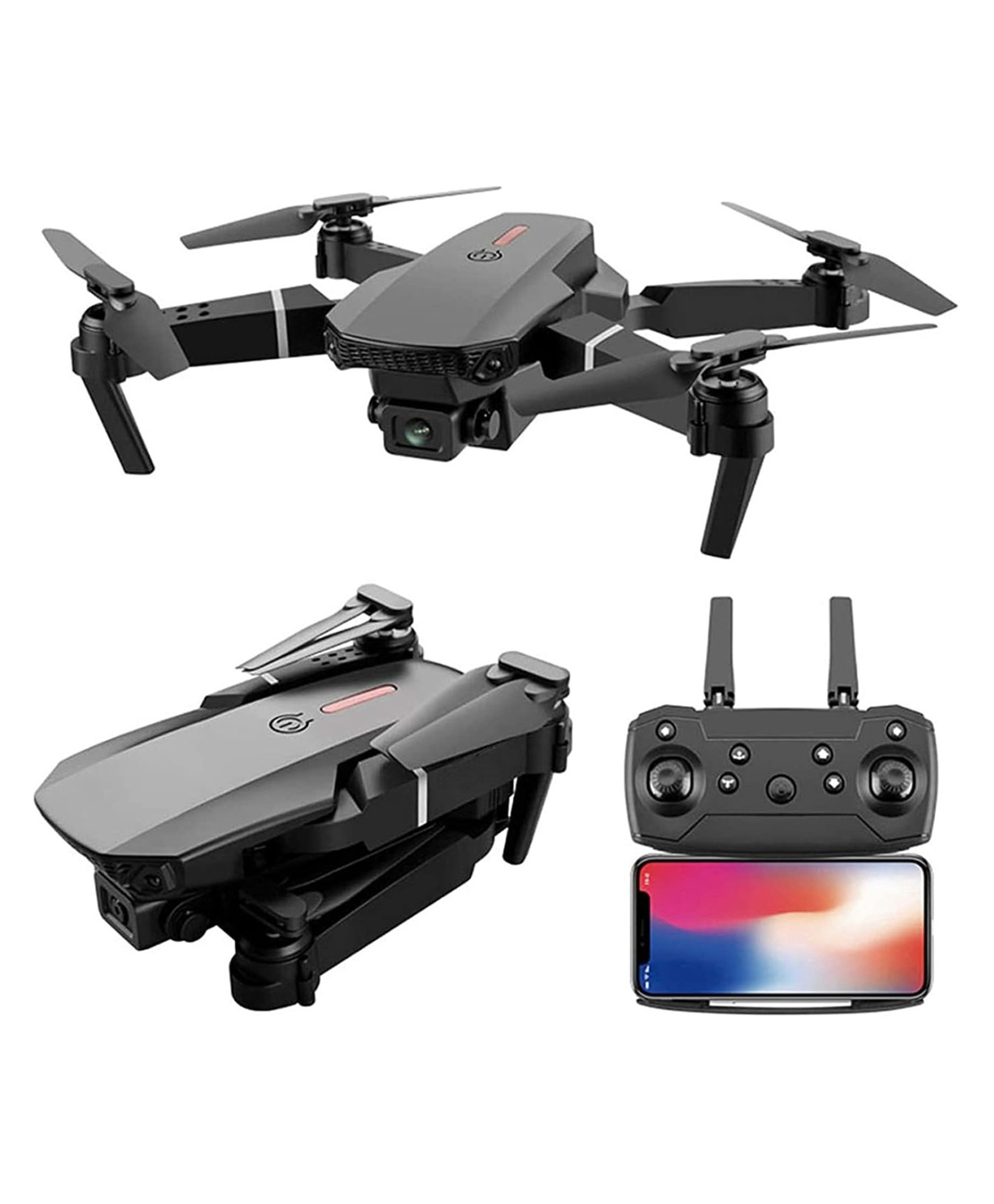 Lattice Foldable Wifi E88 Dual Camera Drone Remote Control Drone with Video & Image Capture, App control drone-image-2