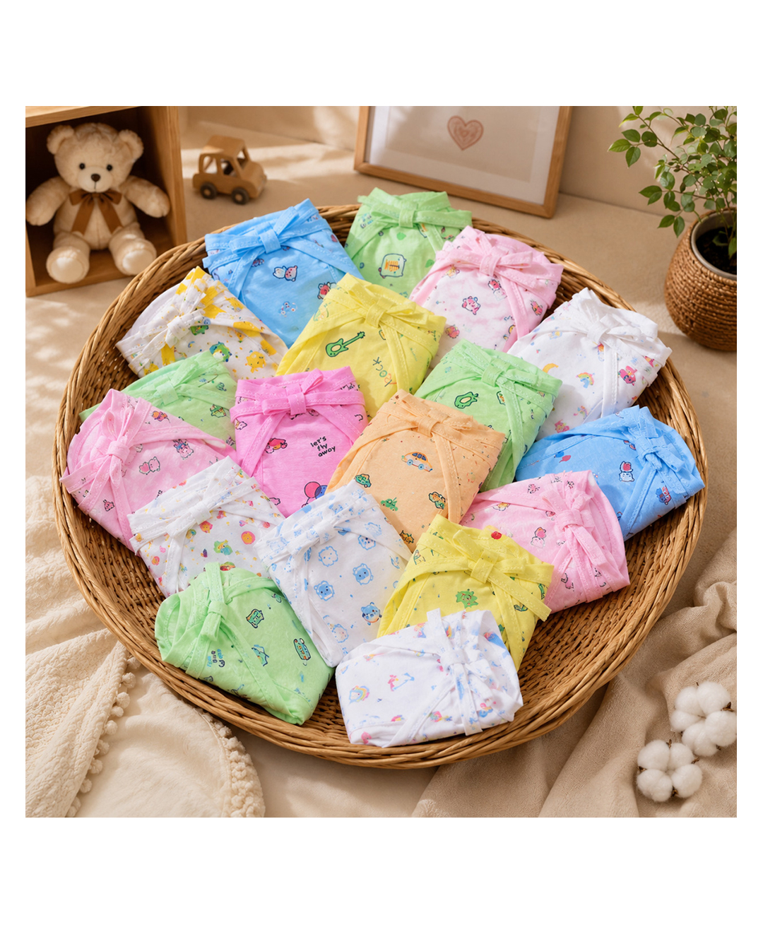 Fareto  New Born Baby 24 Single Layer Hosiery  Super Soft Cotton Nappies  Washable  (0-6 Months)-picture-29