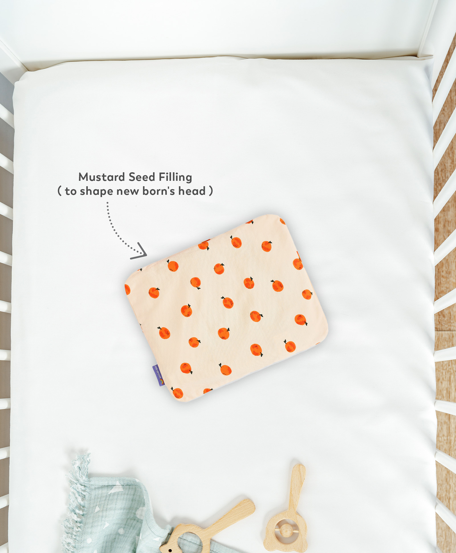 Mi Arcus Fruits Printed Mustard Seed Pillow Peach-image-26