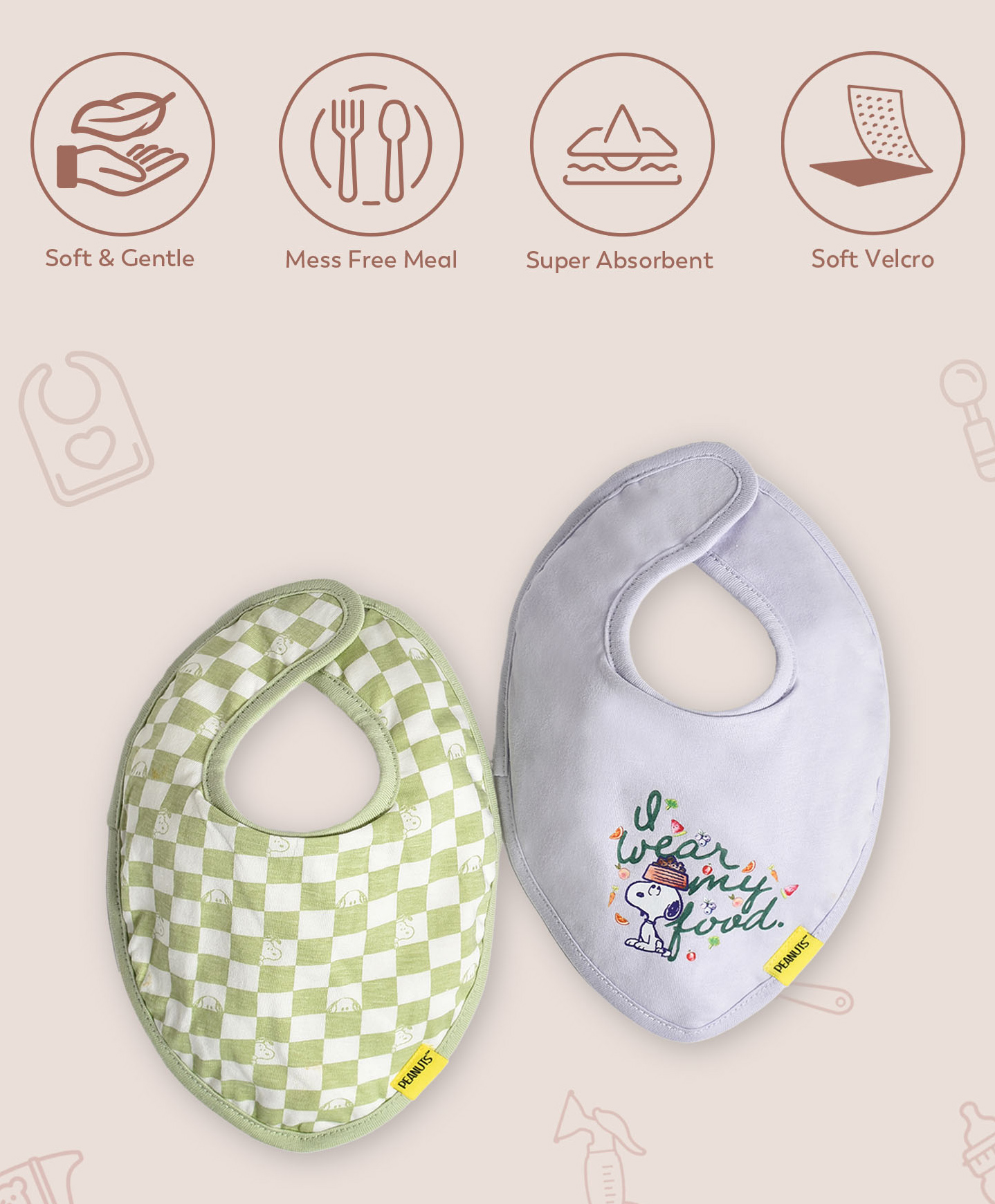Mi Arcus Peanuts Snoopy Printed Multicolor Feeding Bib Pack of 2-image-16
