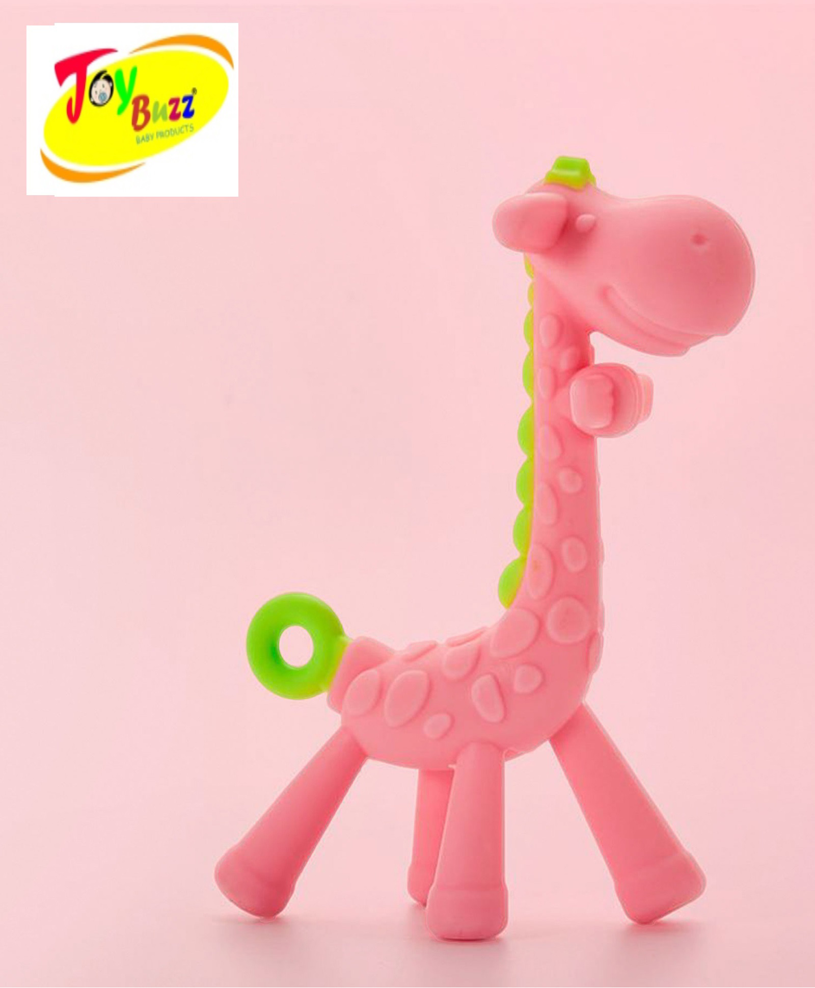 Joy Buzz Giraffe Shape Silicone Teether - Pink-picture-11