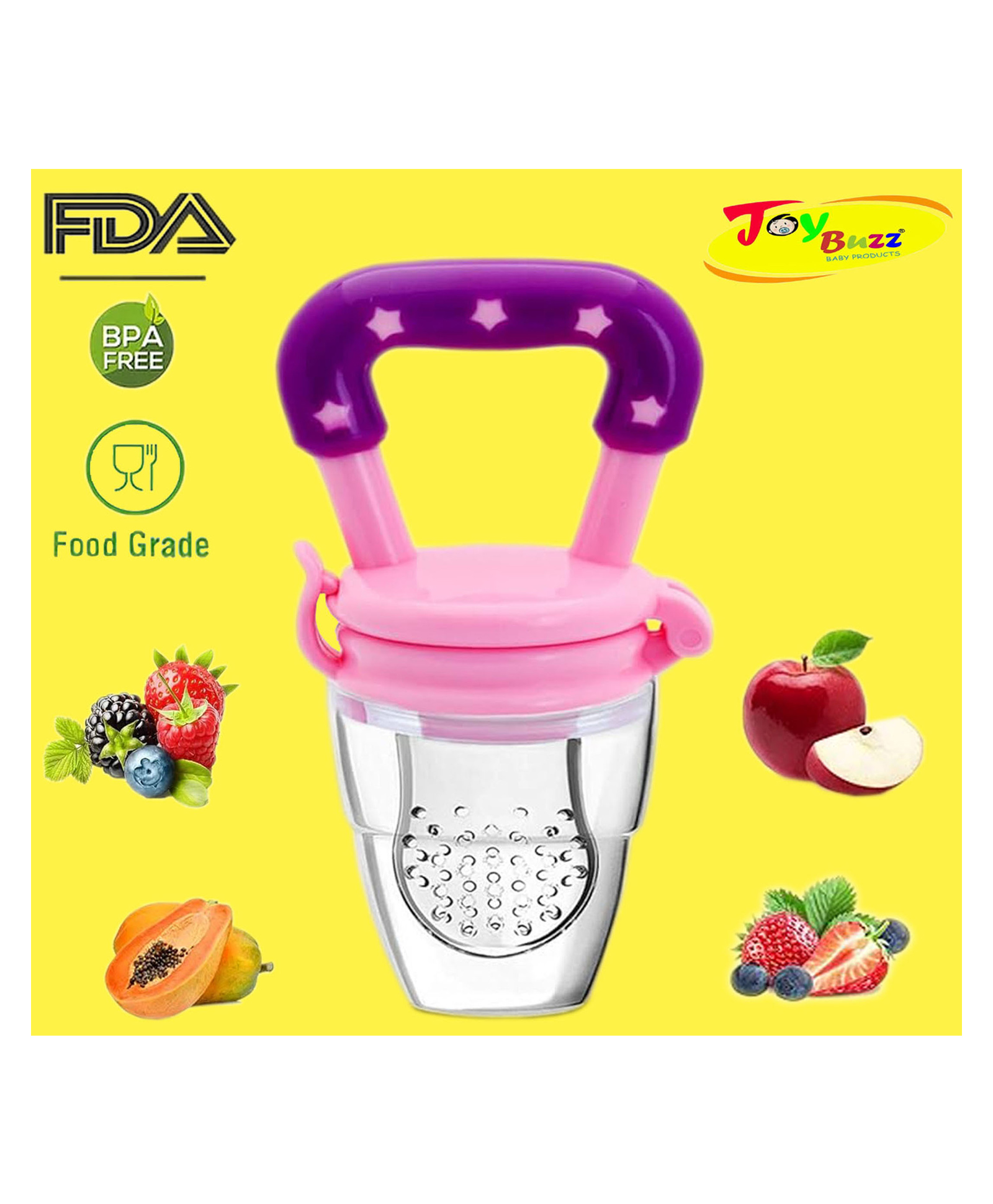 Joy Buzz Ultra Care Silicone Fruit & Food Nibbler Feeder - Purple-picture-40