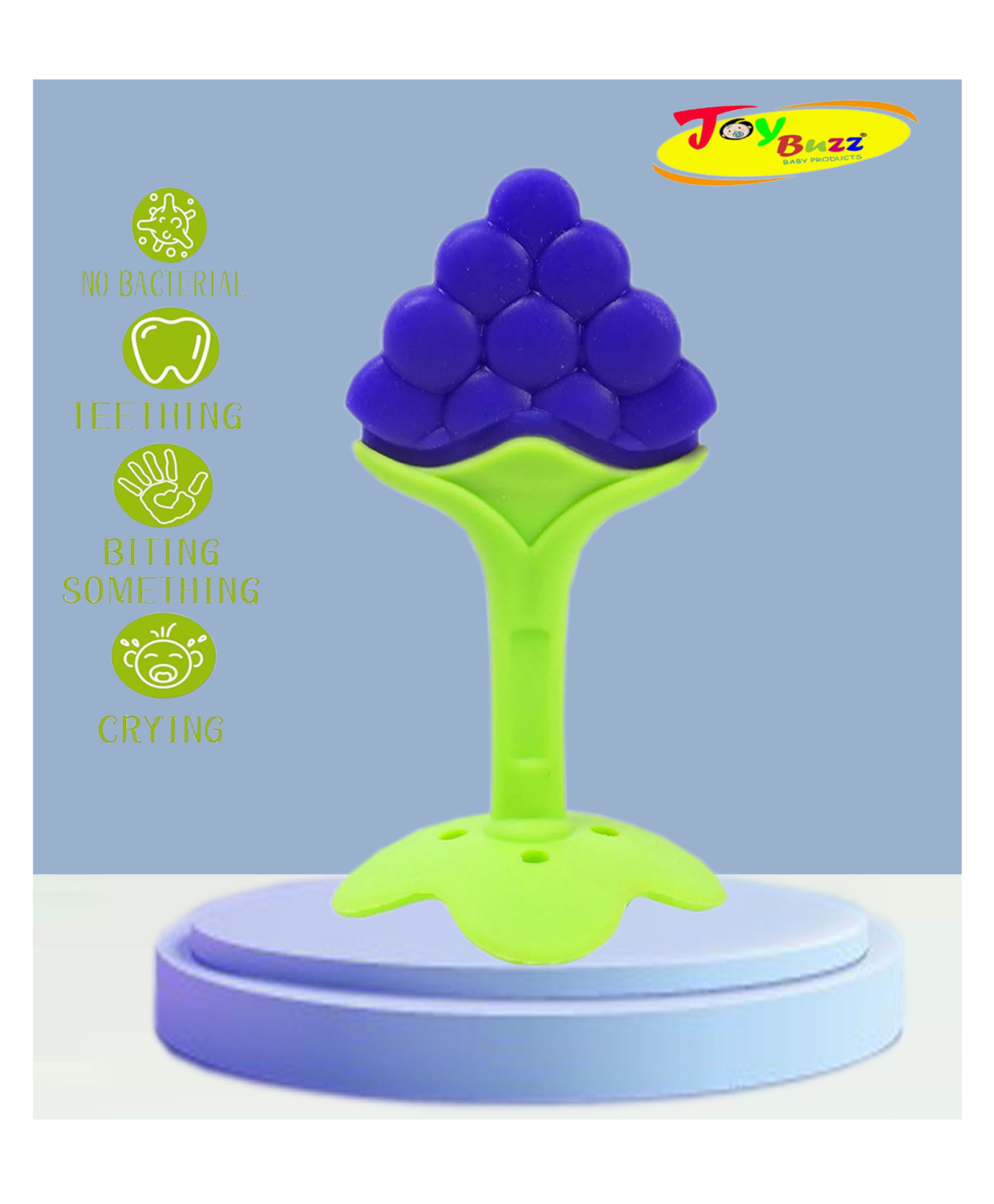 Joy Buzz Grapes Shape Silicone Fruit Teether - Blue-picture-12
