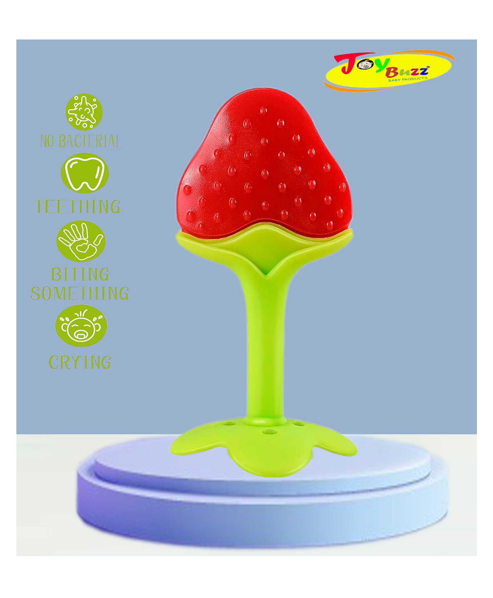Joy Buzz Strawberry Shape Silicone Fruit Teether - Red-picture-24
