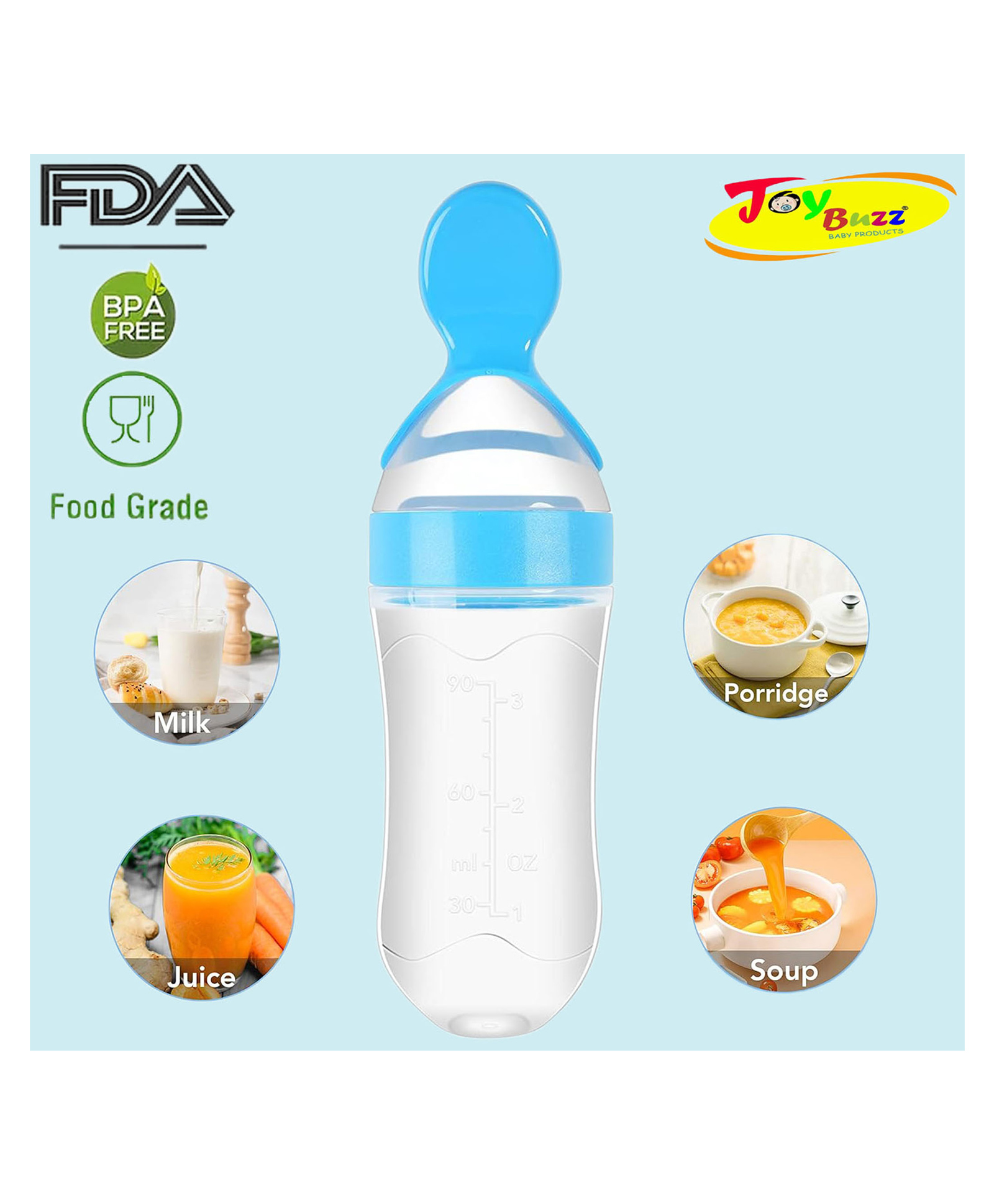 Joy Buzz Squeezy Silicone Food Feeder -  Blue-image-22