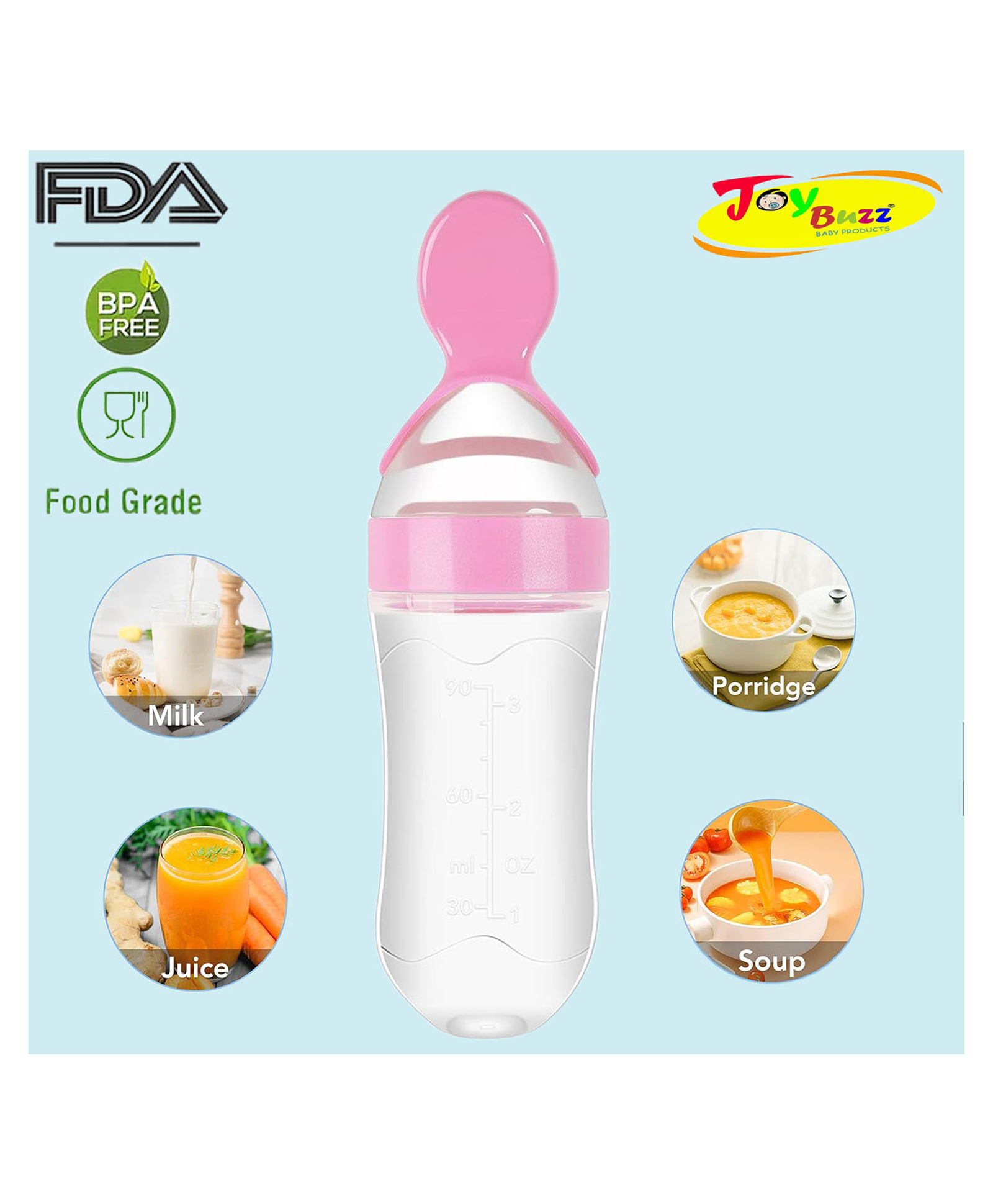 Joy Buzz Squeezy Silicone Food Feeder -  Pink-image-12