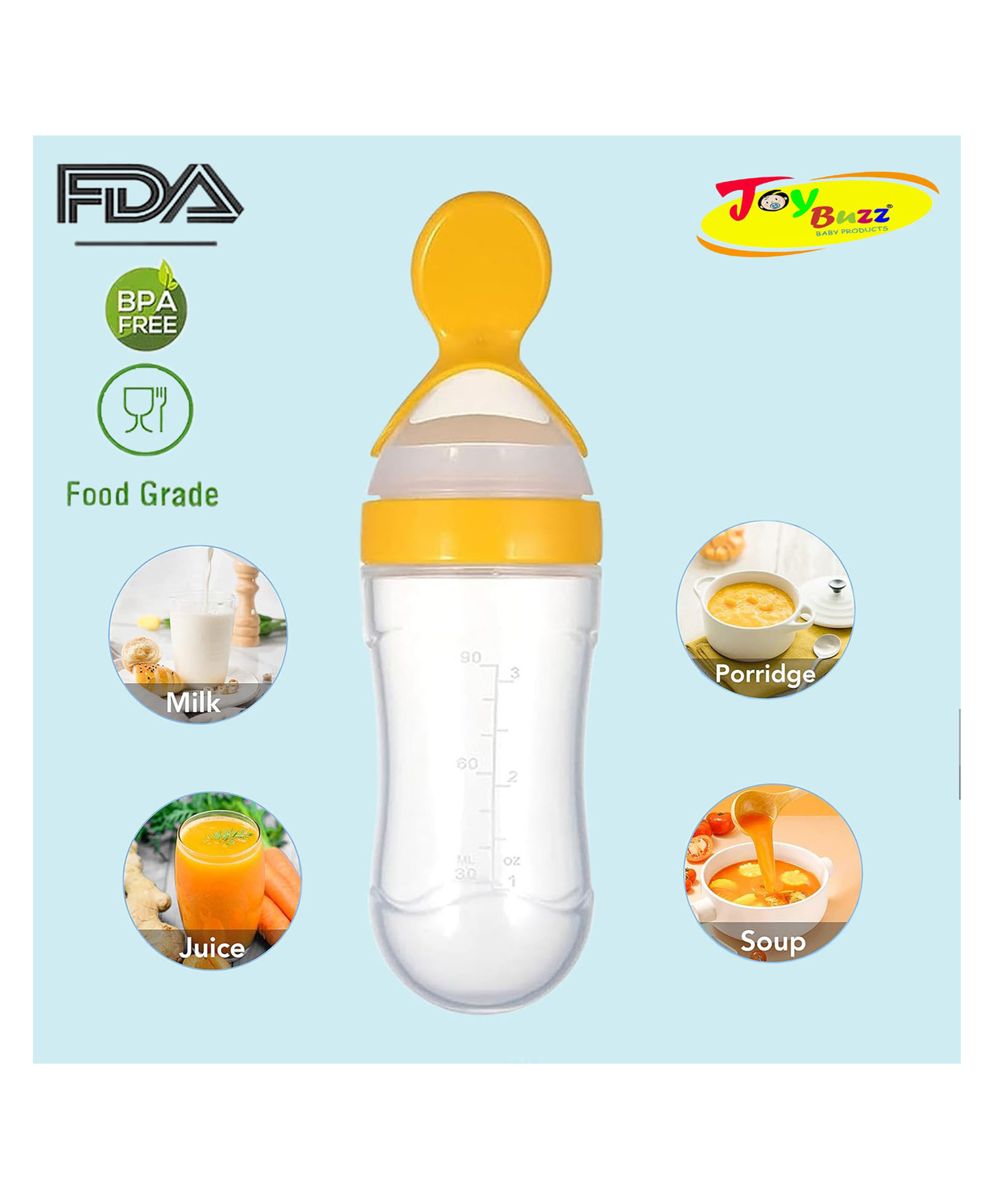 Joy Buzz Squeezy Silicone Food Feeder - Yellow-picture-12