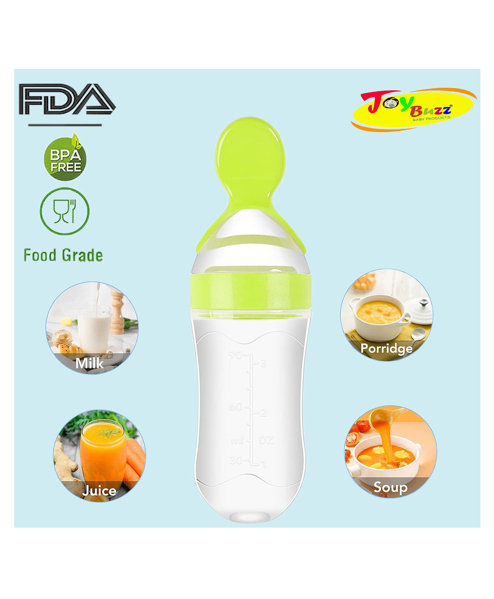 Joy Buzz Squeezy Silicone Food Feeder -  Green-picture-11