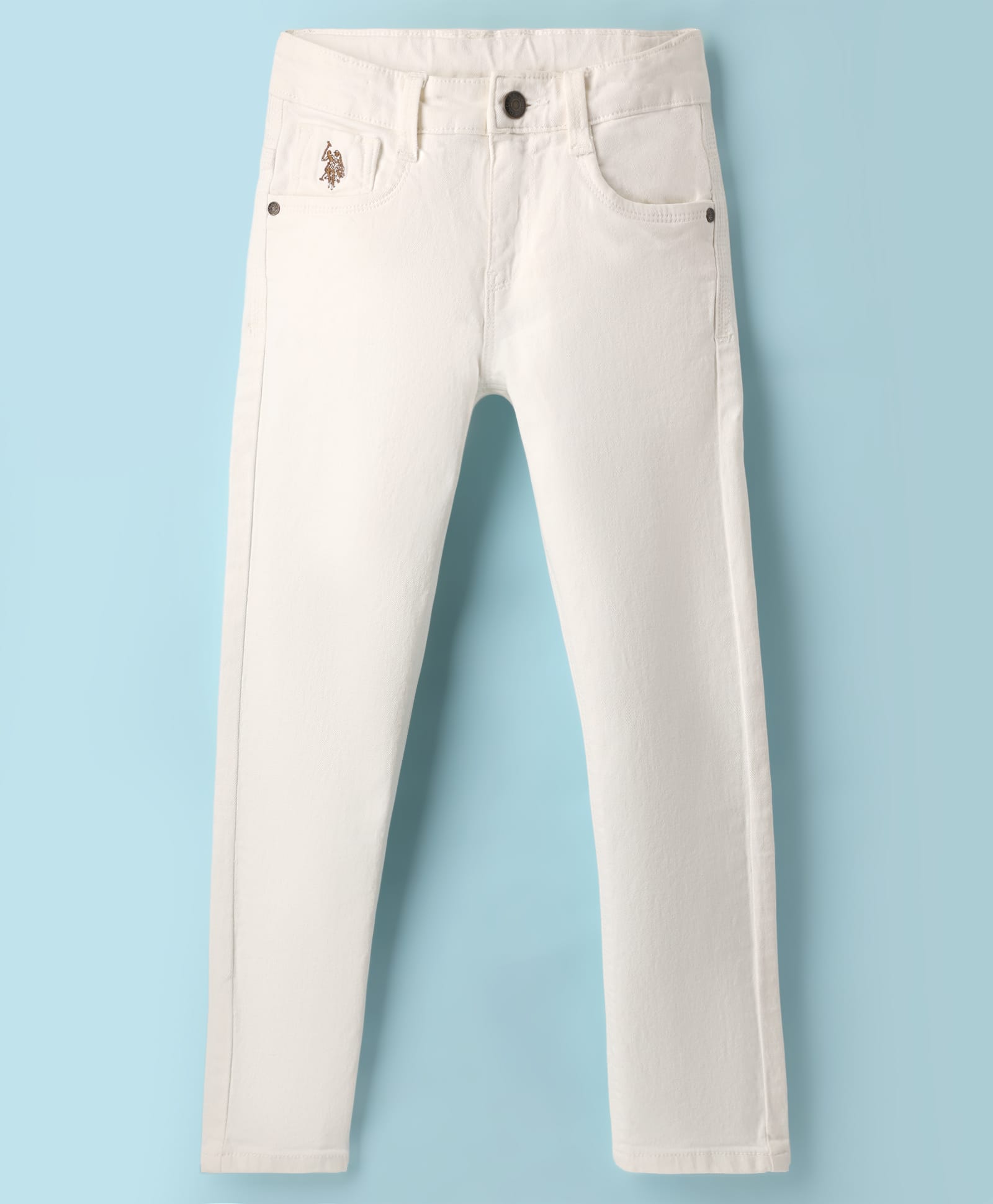 US Polo Assn Cotton Knit Full Length Solid Coloured Jeans - White-picture-36