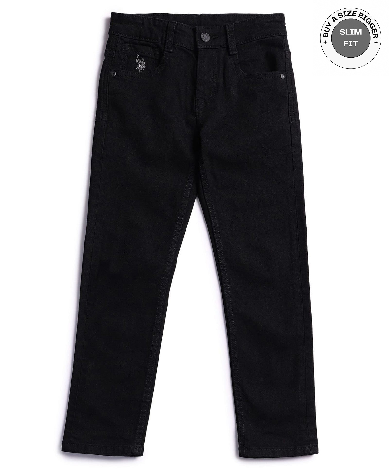 US Polo Assn Cotton Knit Full Length Solid Coloured Jeans - Black-picture-22