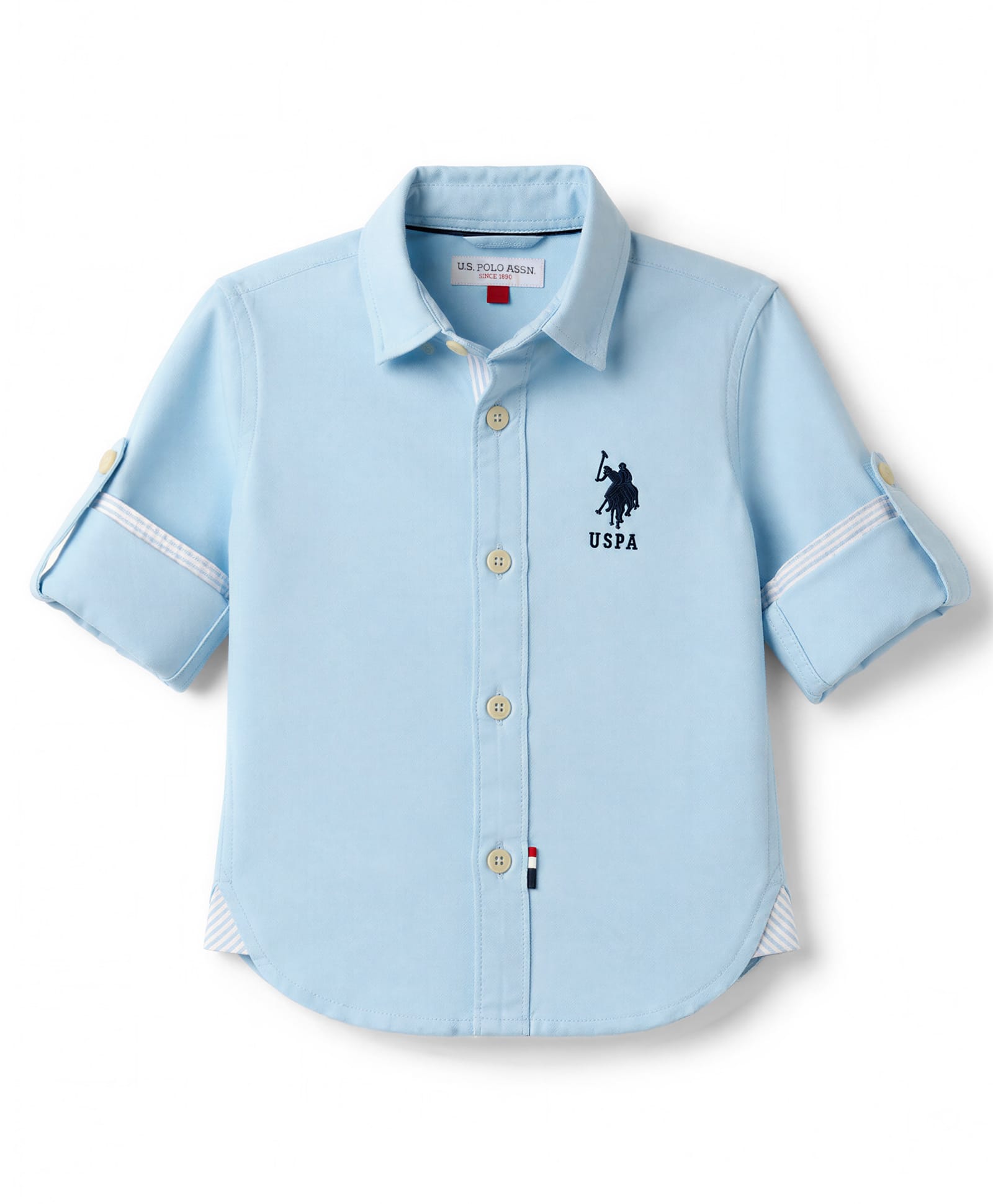 US Polo Assn Cotton Knit Full Sleeves Solid Shirt - Light Blue-picture-27