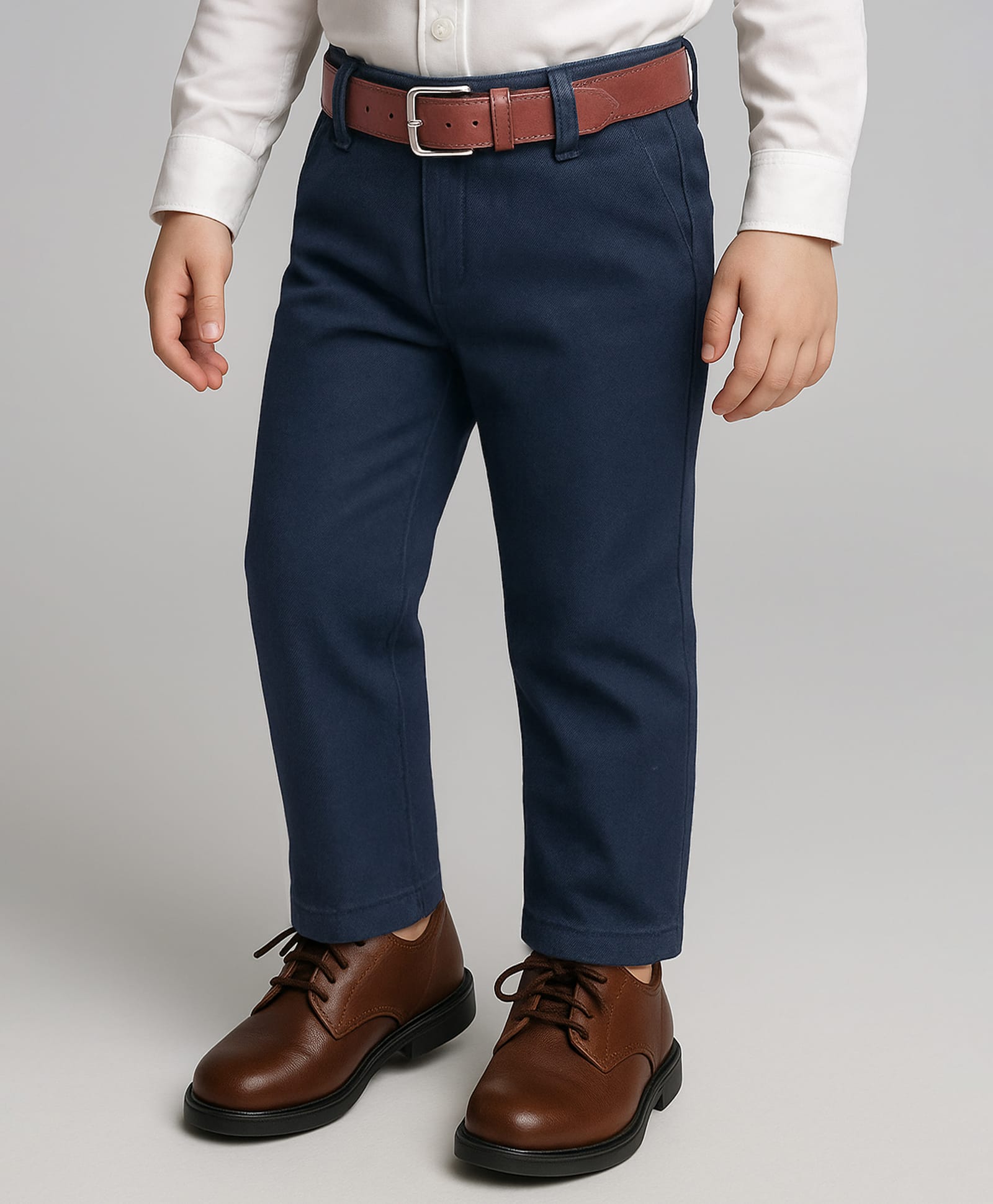Mark & Mia Full Length Solid Colour Party Wear Trousers With Belt Detailing-Navy Blue-picture-33