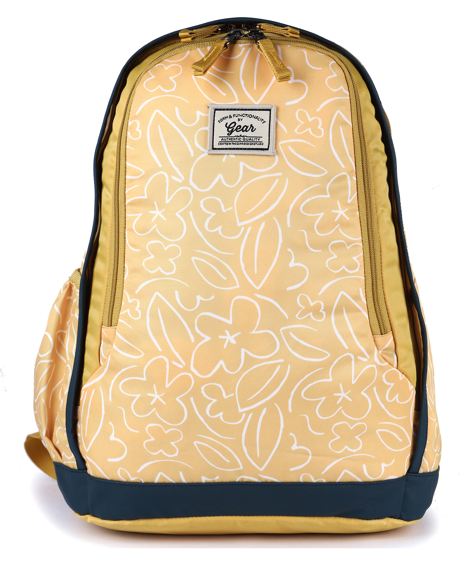 Gear Triumph Floral Print Backpack  Yellow Teal - 18 Inches-image-49