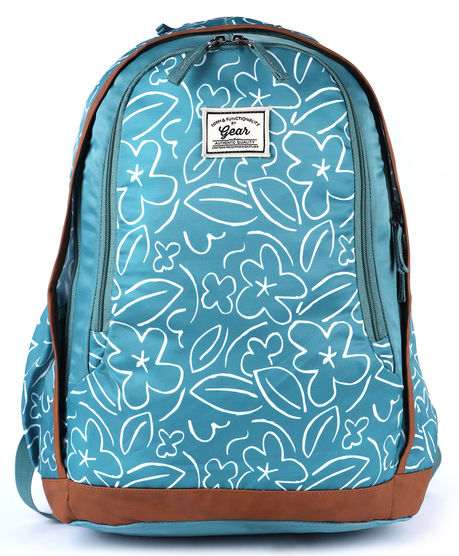 Gear Triumph Floral Print Backpack Blue Tan- 18 Inches-picture-16