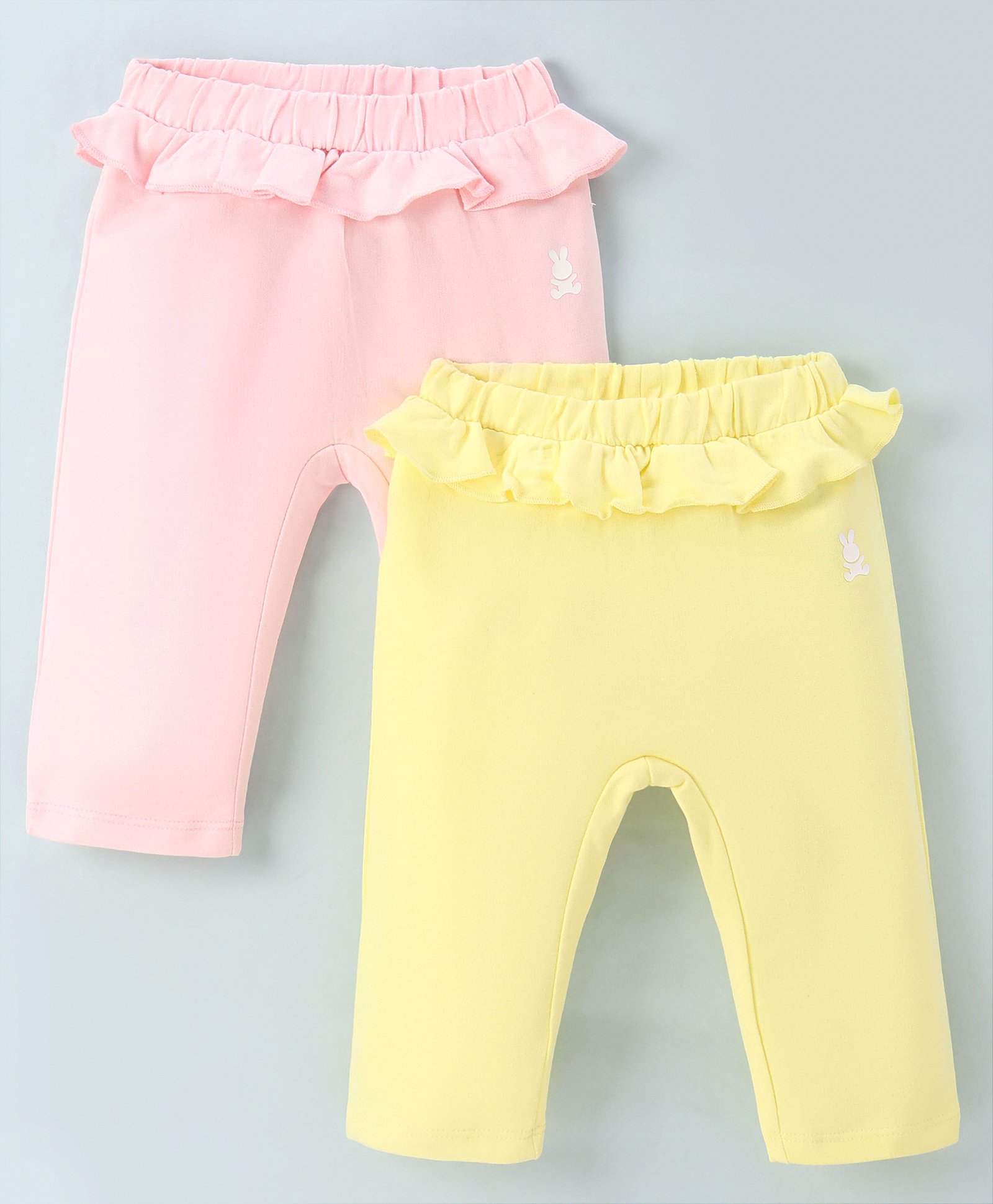 UCB Cotton Knit Full Length Solid Color Leggings Pack of 2- Pink & Yellow-picture-5