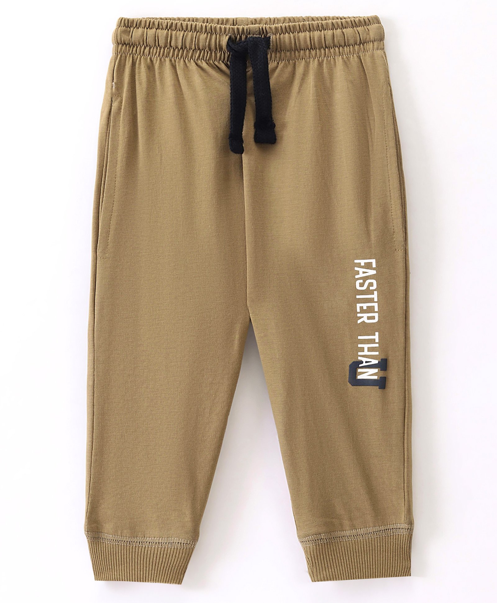 Doreme Single Jersey Knit Ankle Length  Lounge Pant Text Print - Sand Stone Beige-image-3