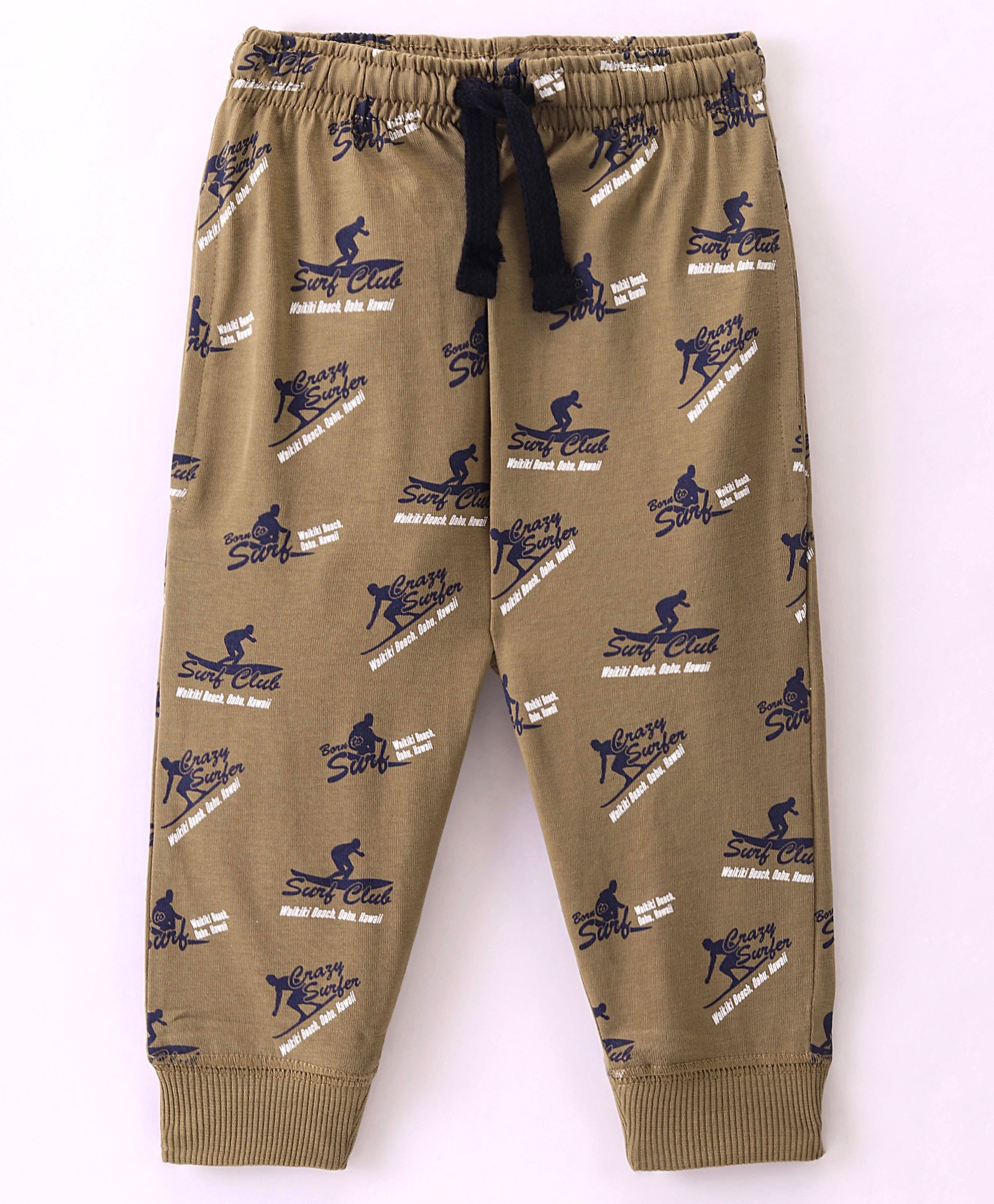 Doreme Single Jersey Knit Ankle Length Lounge  Pant Surf Club Print - Sand Stone Beige-picture-14