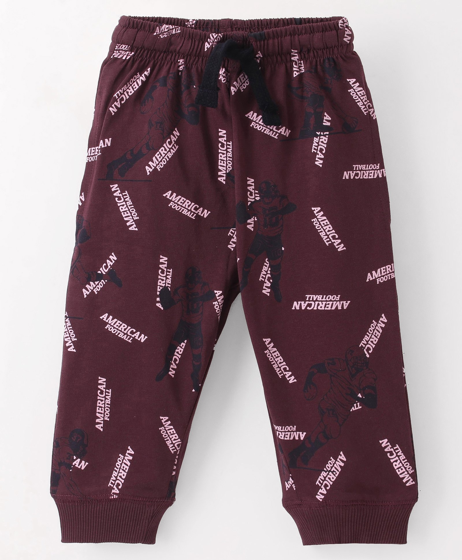 Doreme Single Jersey Knitted Full Length Lounge Pant With Text Print - Maroon-picture-10