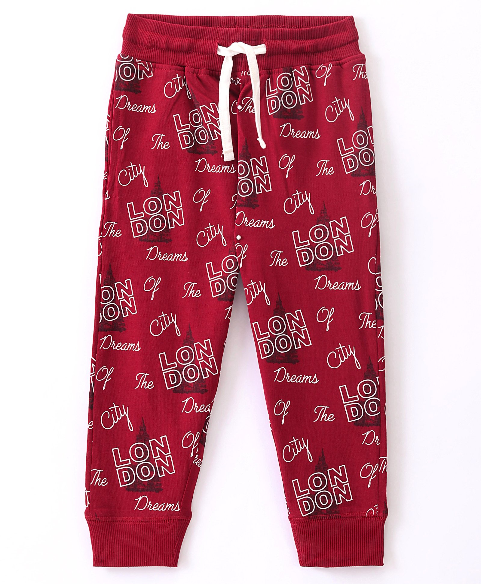 Doreme Single Jersey Knit Ankle Length Lounge Pant Text Print - Chilli Red-picture-17