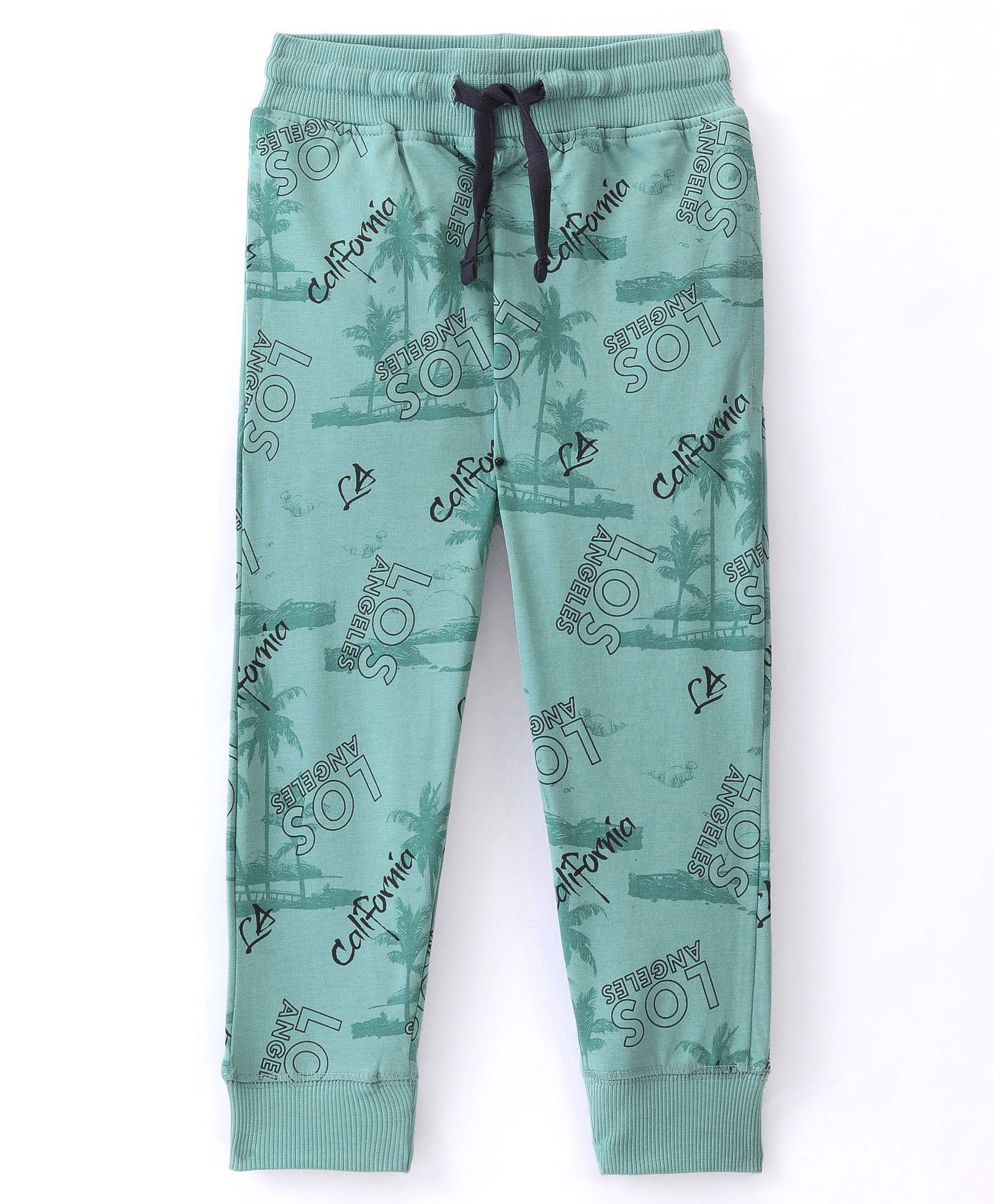 Doreme Single Jersey Knit Ankle Length Lounge  Pant Text & Beach Theme Print -  Creamde Menthe-image-5
