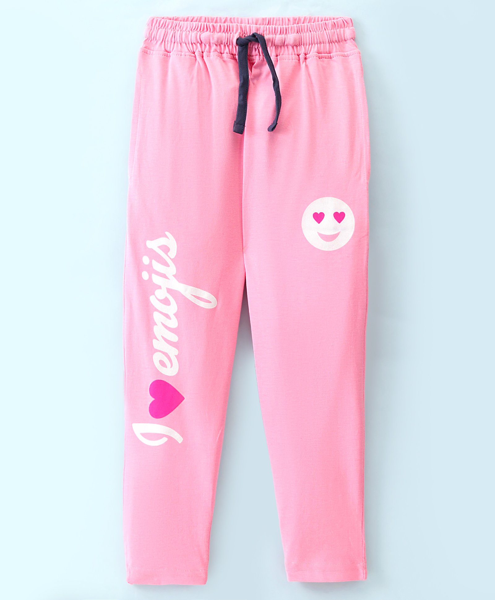 Doreme Single Jersey Knit Ankle Length Lounge Pant Emoji & Text Print - Blossom Pink-image-36