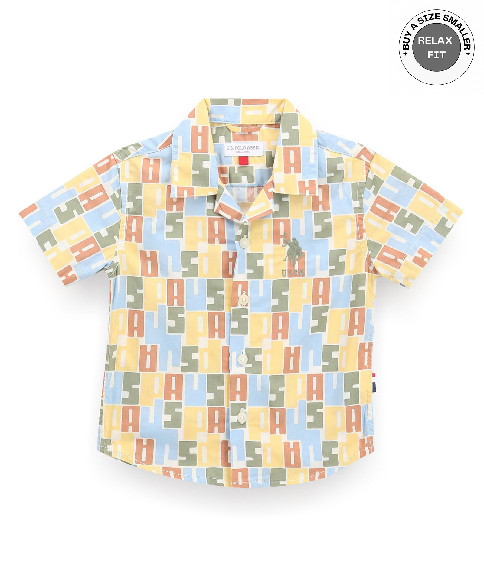 US Polo Assn Cotton Knit Half Sleeves Printed  Shirt With Logo Embroidery - Multicolour-image-27