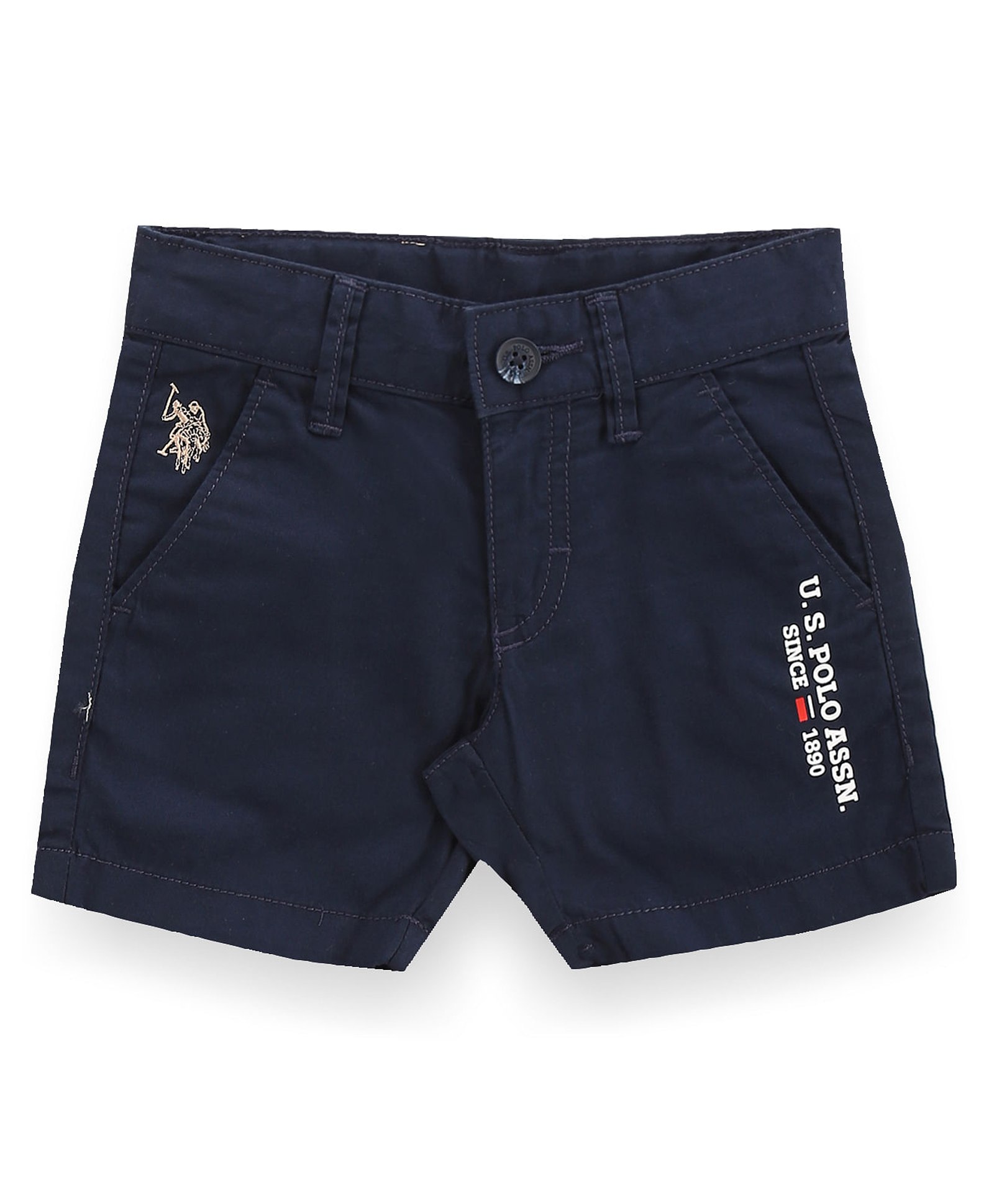 US Polo Assn Cotton Knit Shorts Text Print - Navy Blue-image-28