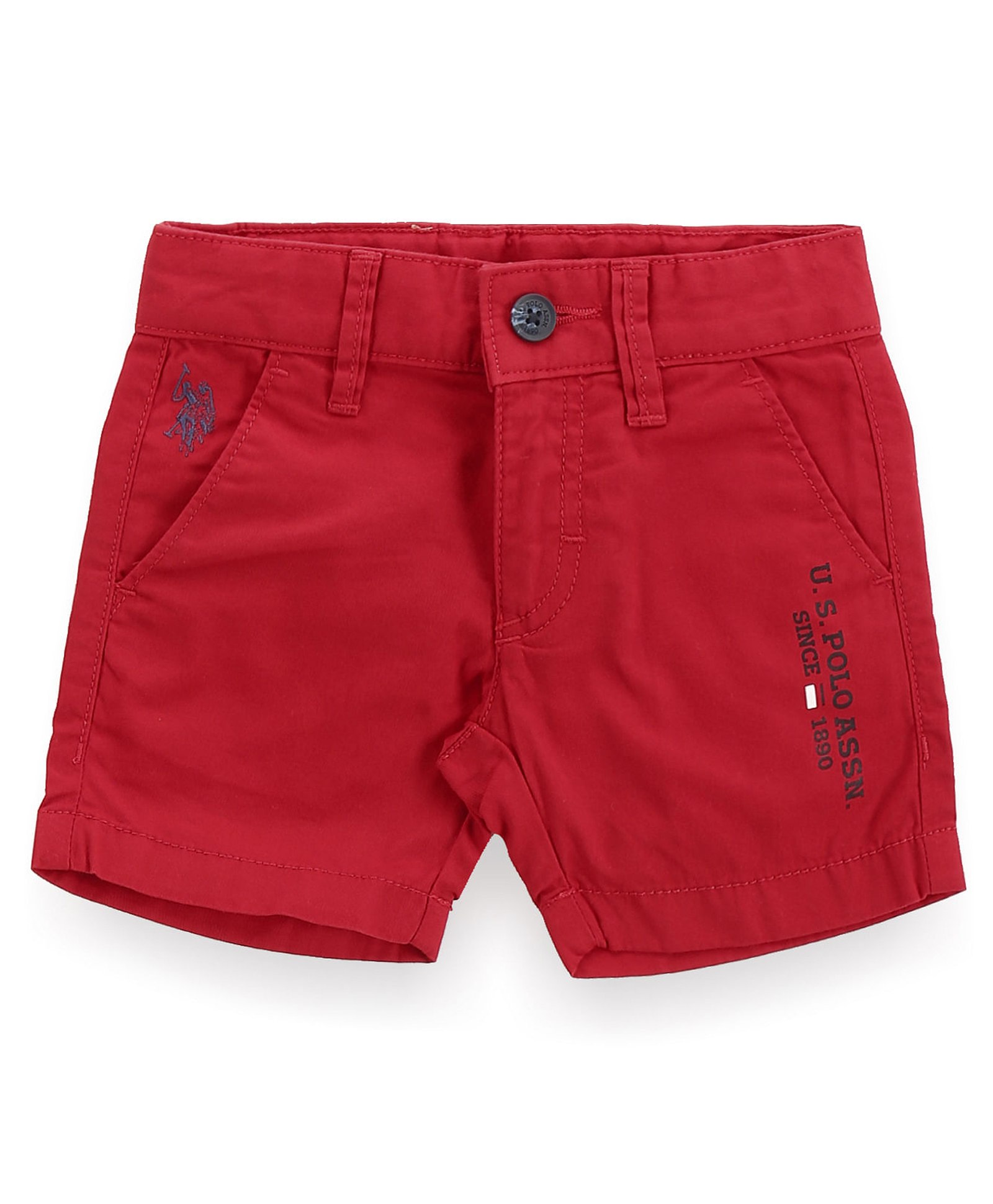 US Polo Assn Cotton Knit Shorts Text Print - Red-image-26