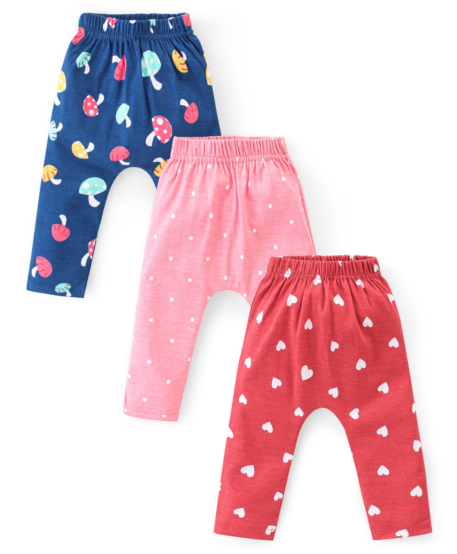 Babyhug Cotton Interlock Knit Full Length Diaper Pants Polka Dot Print Pack of 3 - Multicolor-picture-33