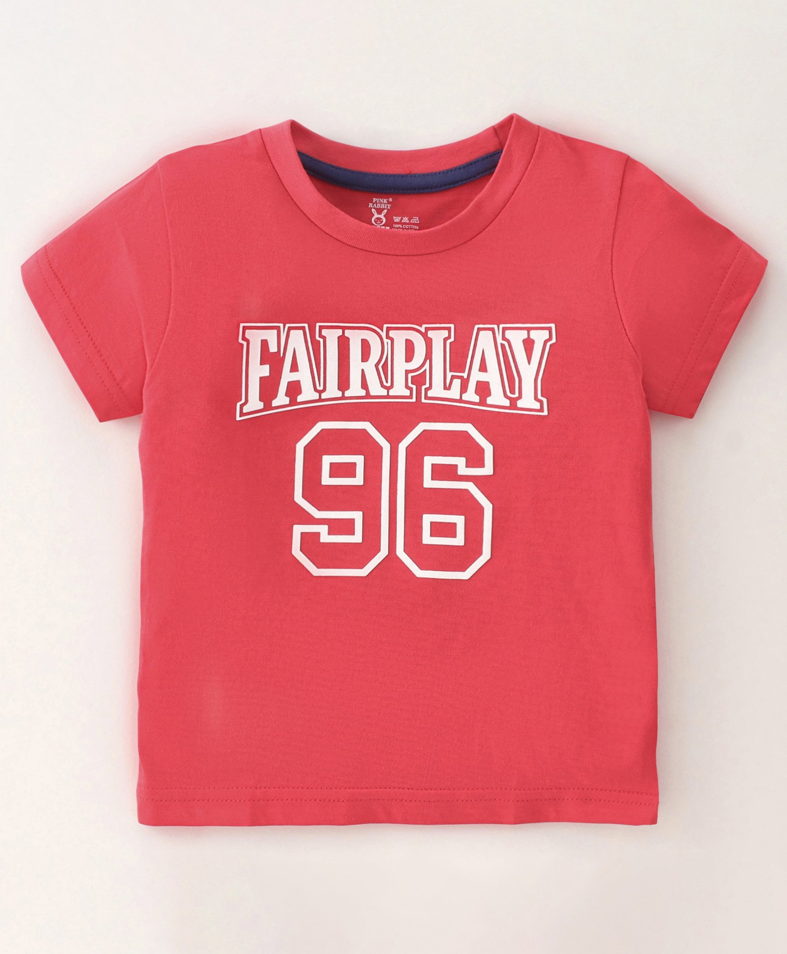 Pink Rabbit Single Jersey Half Sleeves T-Shirt Text Print - Red-image-5