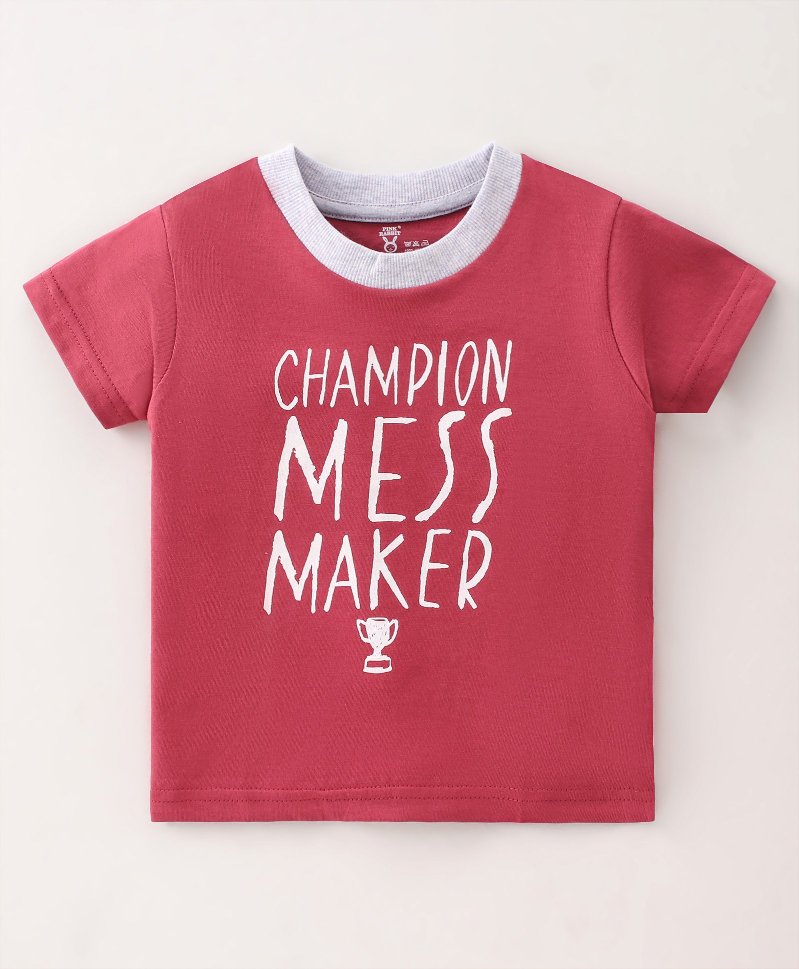 Pink Rabbit Single Jersey Half Sleeves T-Shirt Text Print - Maroon-image-31