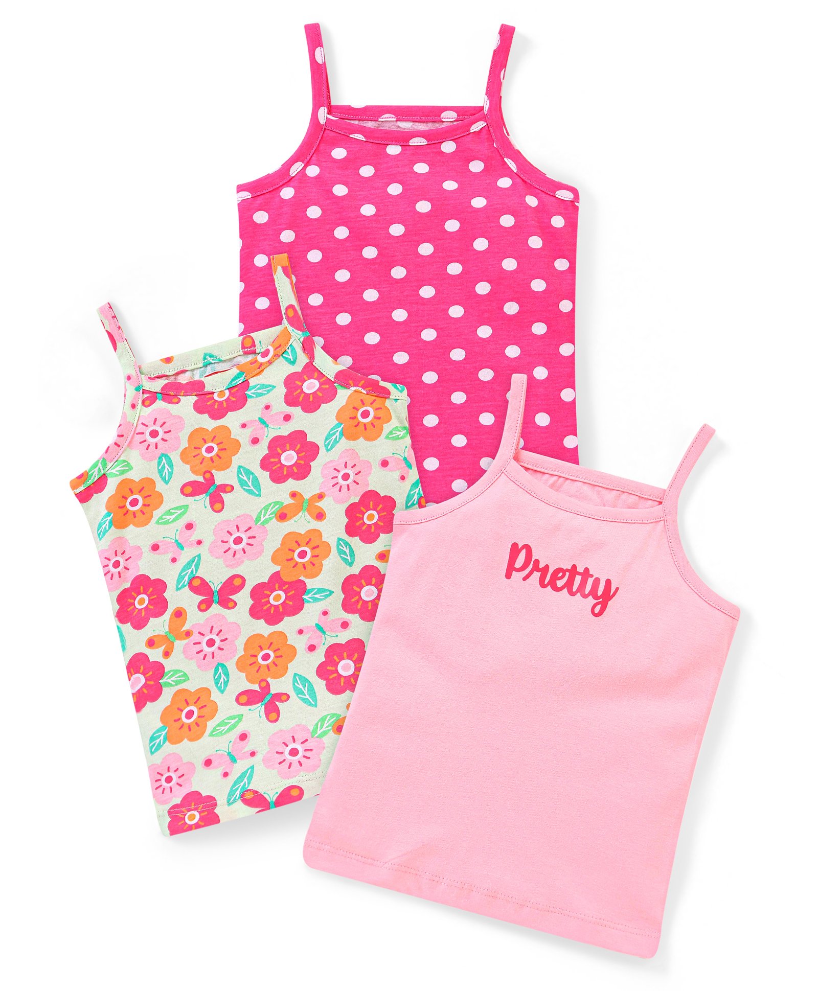 Babyhug 100% Cotton Knit Sleeveless Slips with Polka Dot & Floral Print Pack of 3 - Multicolour-picture-13