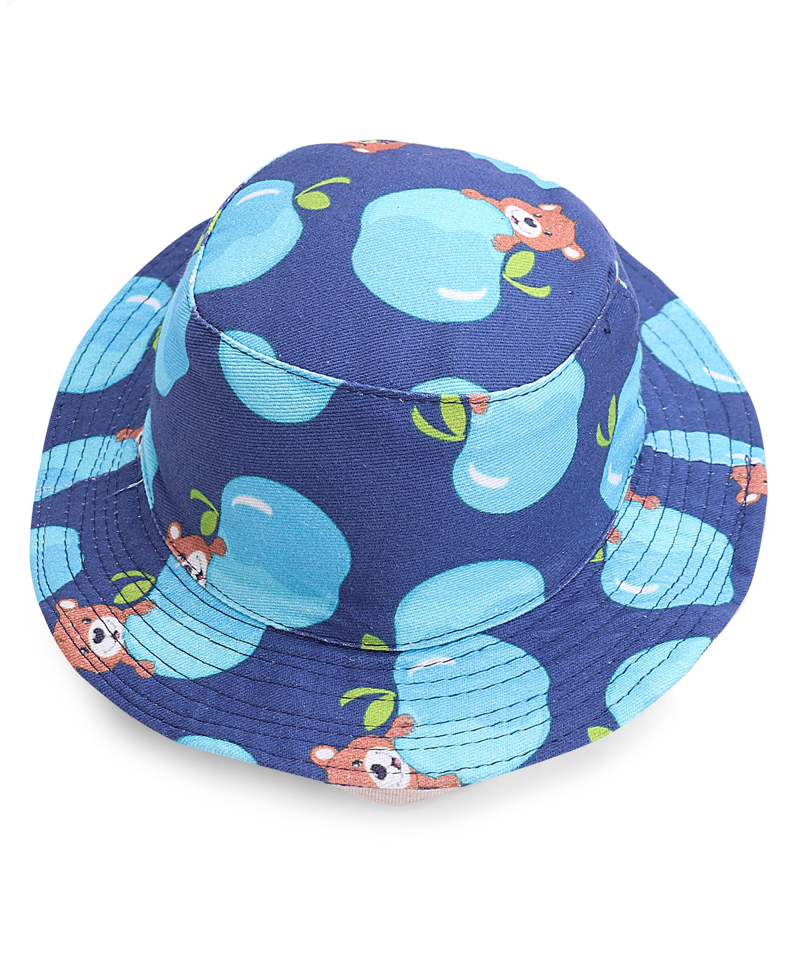 Babyhug Cotton Woven Two Layer Bucket Hat Bear Print - Navy Blue-picture-28