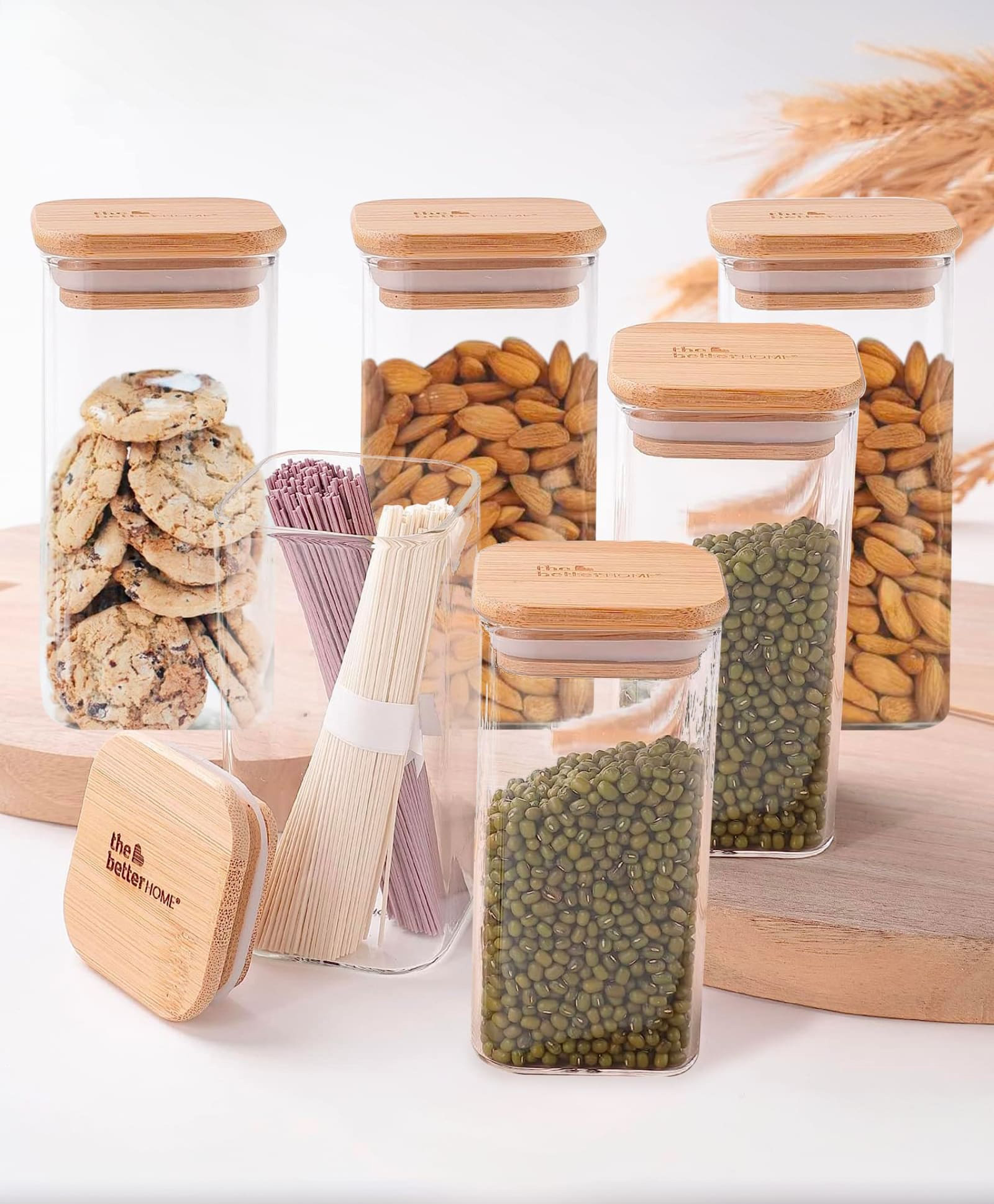 The Better Home Rectangular Glass Jar Set (300ml) | Kitchen Storage Container Box | 6-Pack Air Tight Glass Containers-image-18