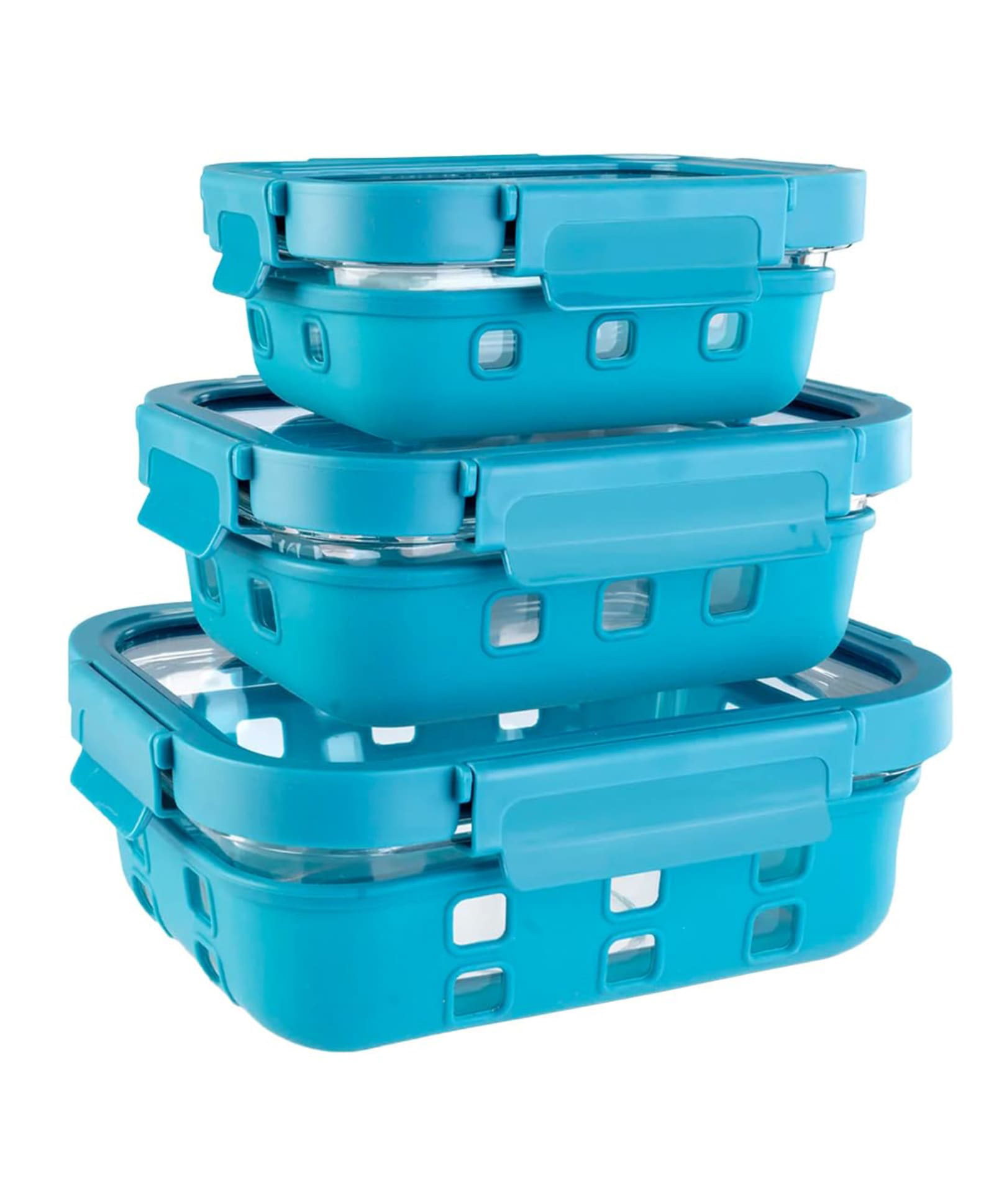 Better Home Borosilicate Glass Containers w/Sleeves 3 pcs Set 370ml 640ml 1050ml Blue-image-49