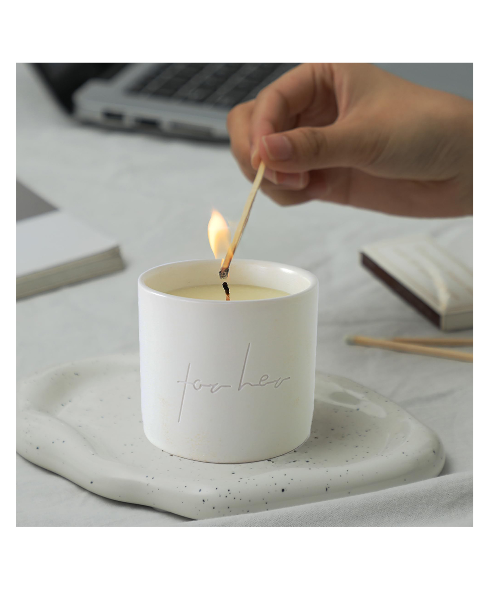UMAI Home 50Hrs Scented Candle Gift Set - Ceramic Jar - Peach Oolong Aroma - Home Decor Wedding-picture-23