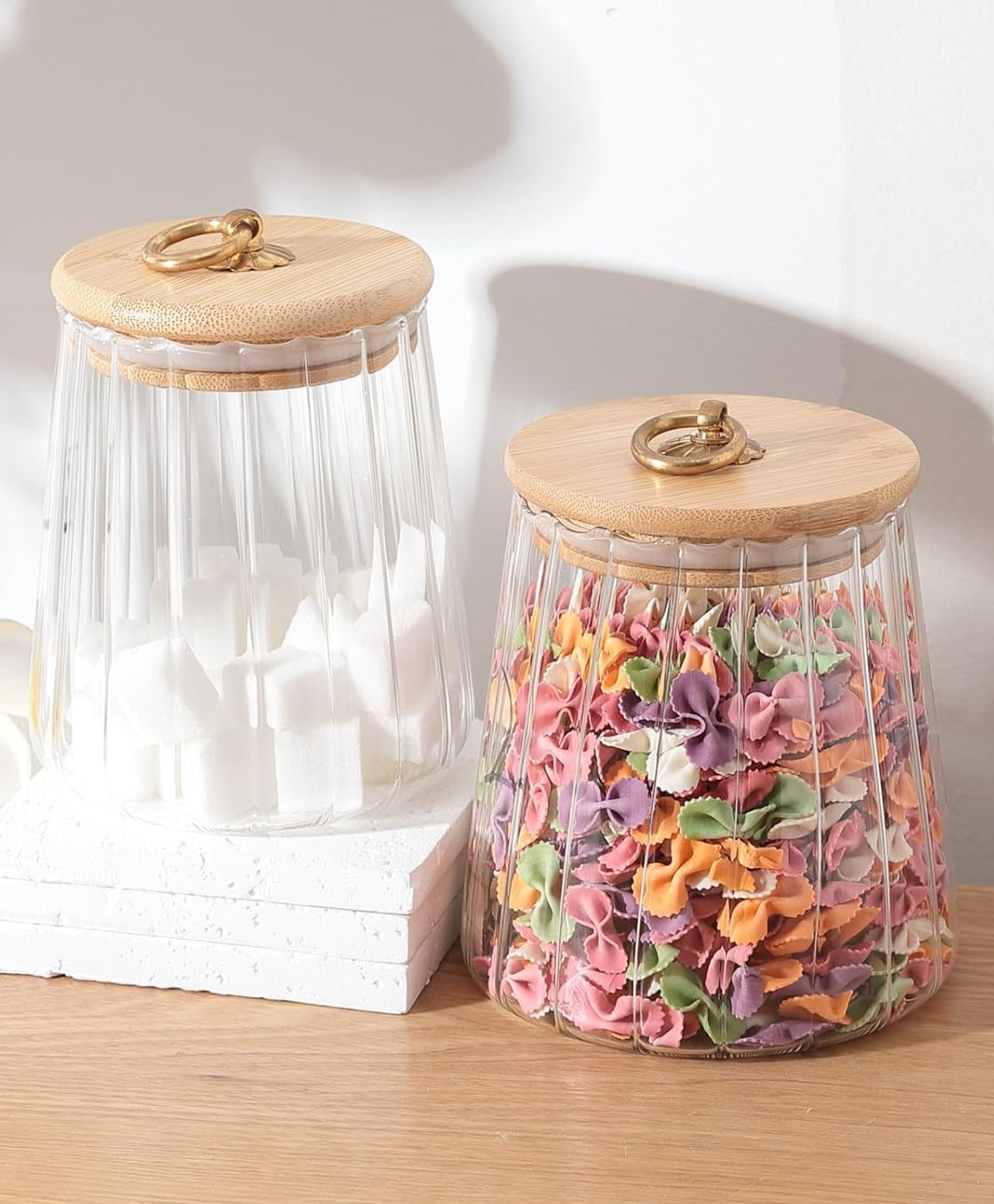 Better Home Bamboo Lid Glass Jars - Organize Kitchen | Leakproof Airtight Storage | 2 Set (620ml 750ml)-image-33