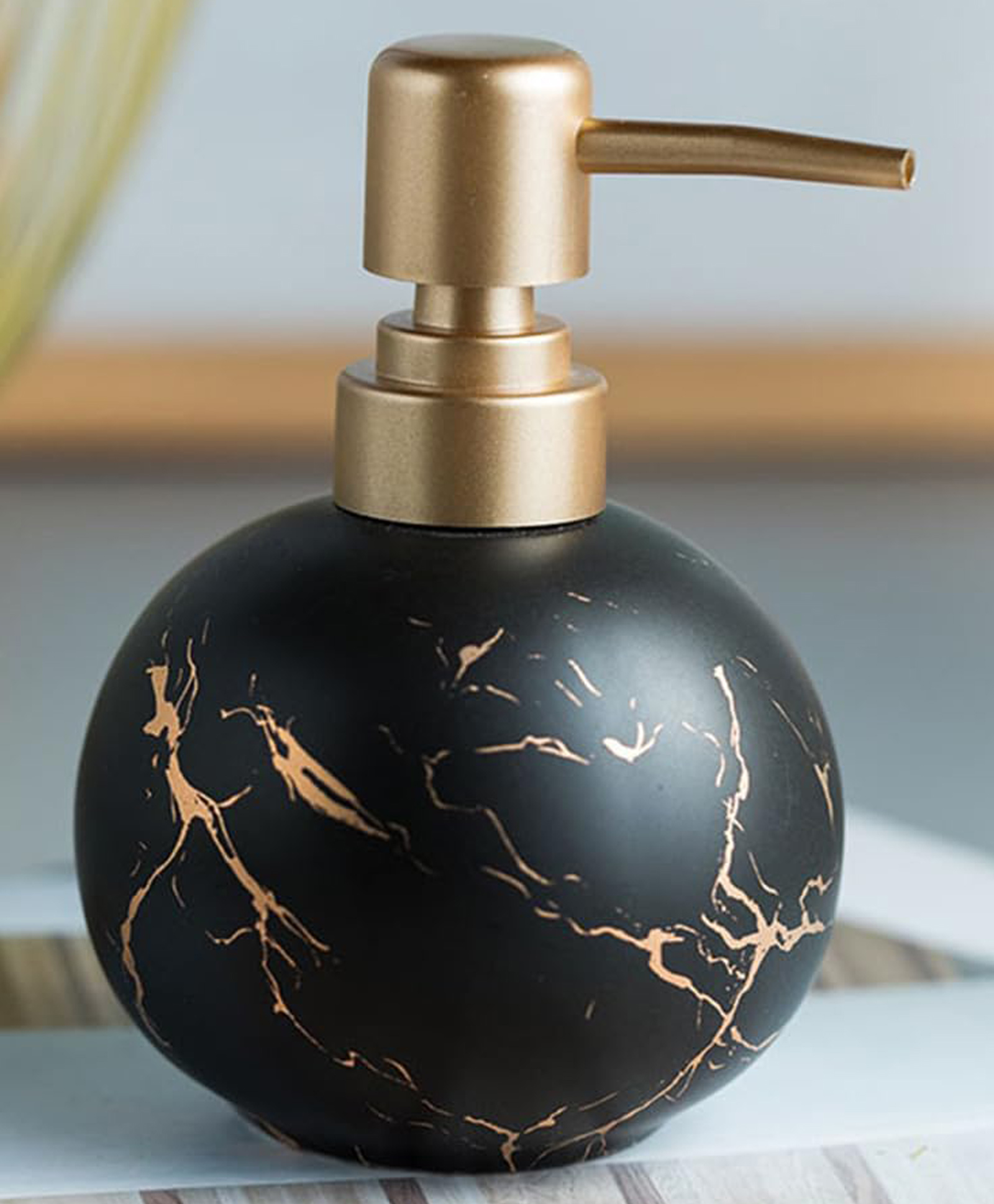 UMAI Stoneware Soap Dispenser | 300ml | Bathroom & Kitchen Bottles | Ceramic Handwash | Black-image-22