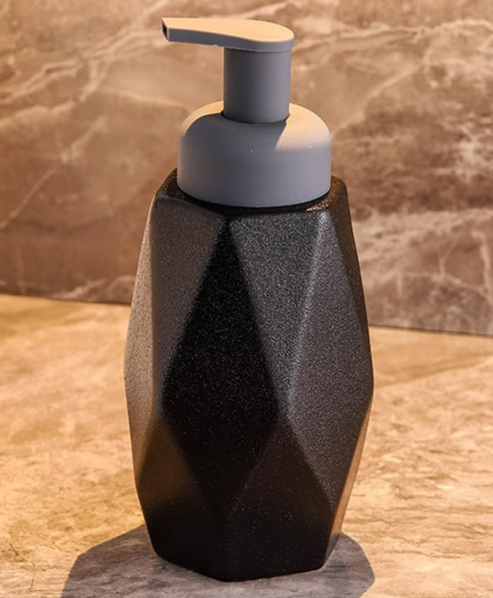 UMAI Foam Soap Dispenser | Stoneware | Ceramic Handwash Bottle for Kitchen | Soap Dispenser for Wash Basin | Bathroom Accessories | 400ml (Black)-image-23