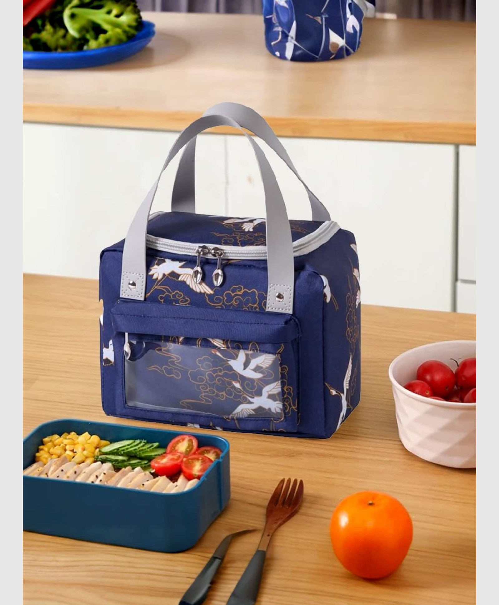 UMAI Insulated Lunch Bag - Ideal Tote for Office/School/Camping - Lightweight & Durable - Navy Blue-image-21