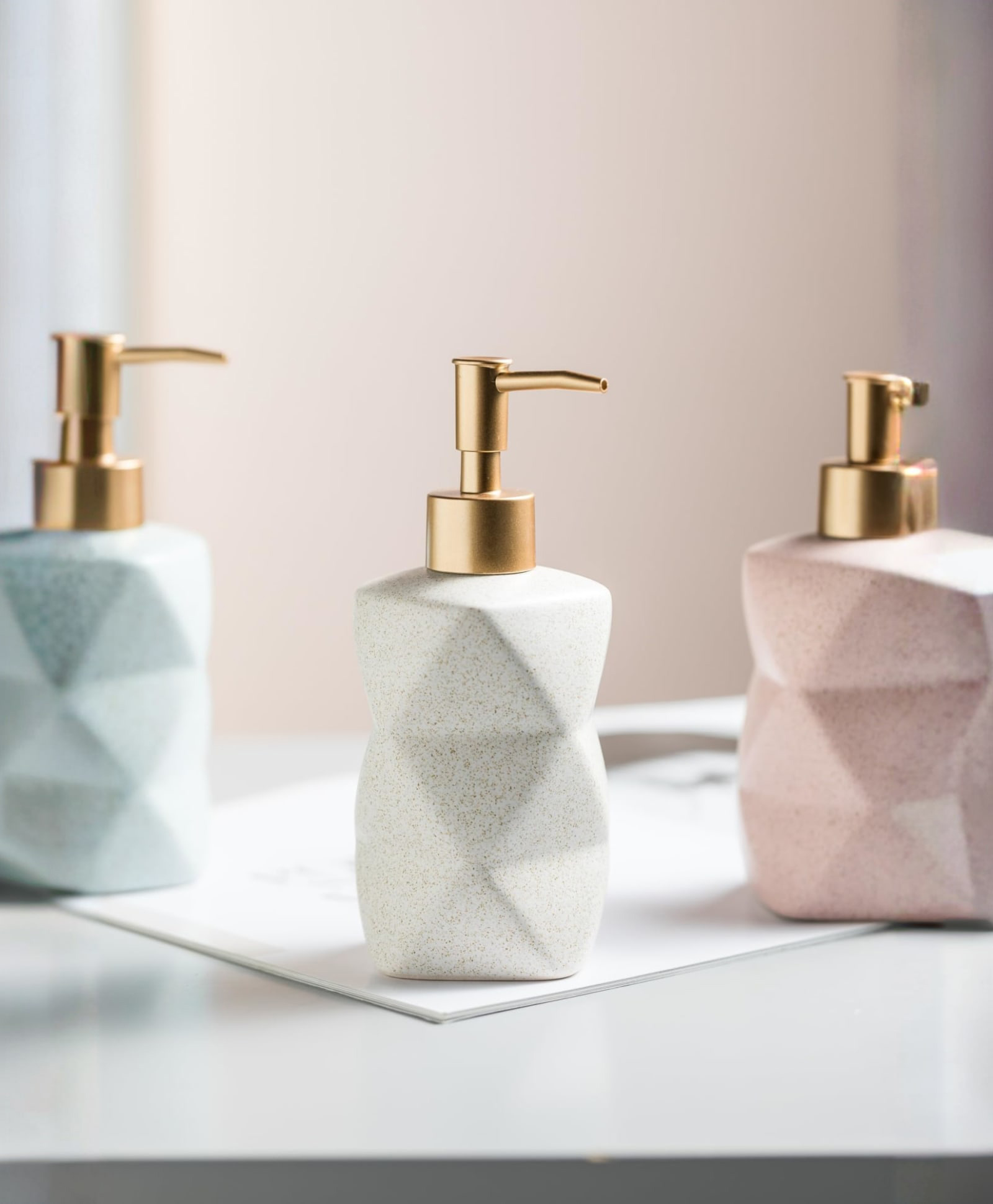 UMAI Liquid Soap Dispenser: Stoneware Bathroom Sanitizer, Lotion, Shampoo Ceramic Dispenser - 300ml (White)-image-14