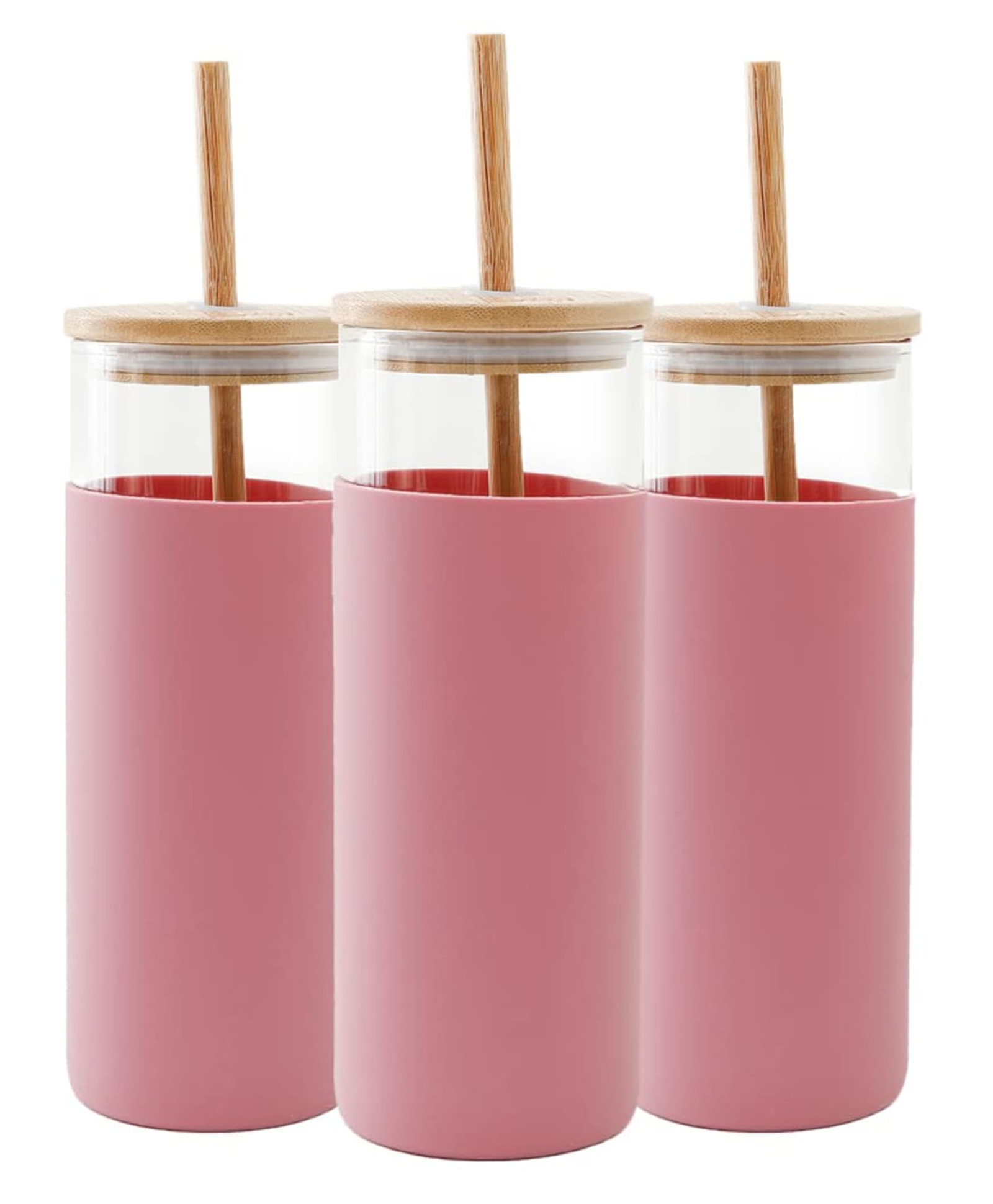 The Better Home Borosilicate Glass Tumbler 450m (Pack of 3) | Leak & Sweat Proof | Durable Travel Mug (Fuscia)-picture-48