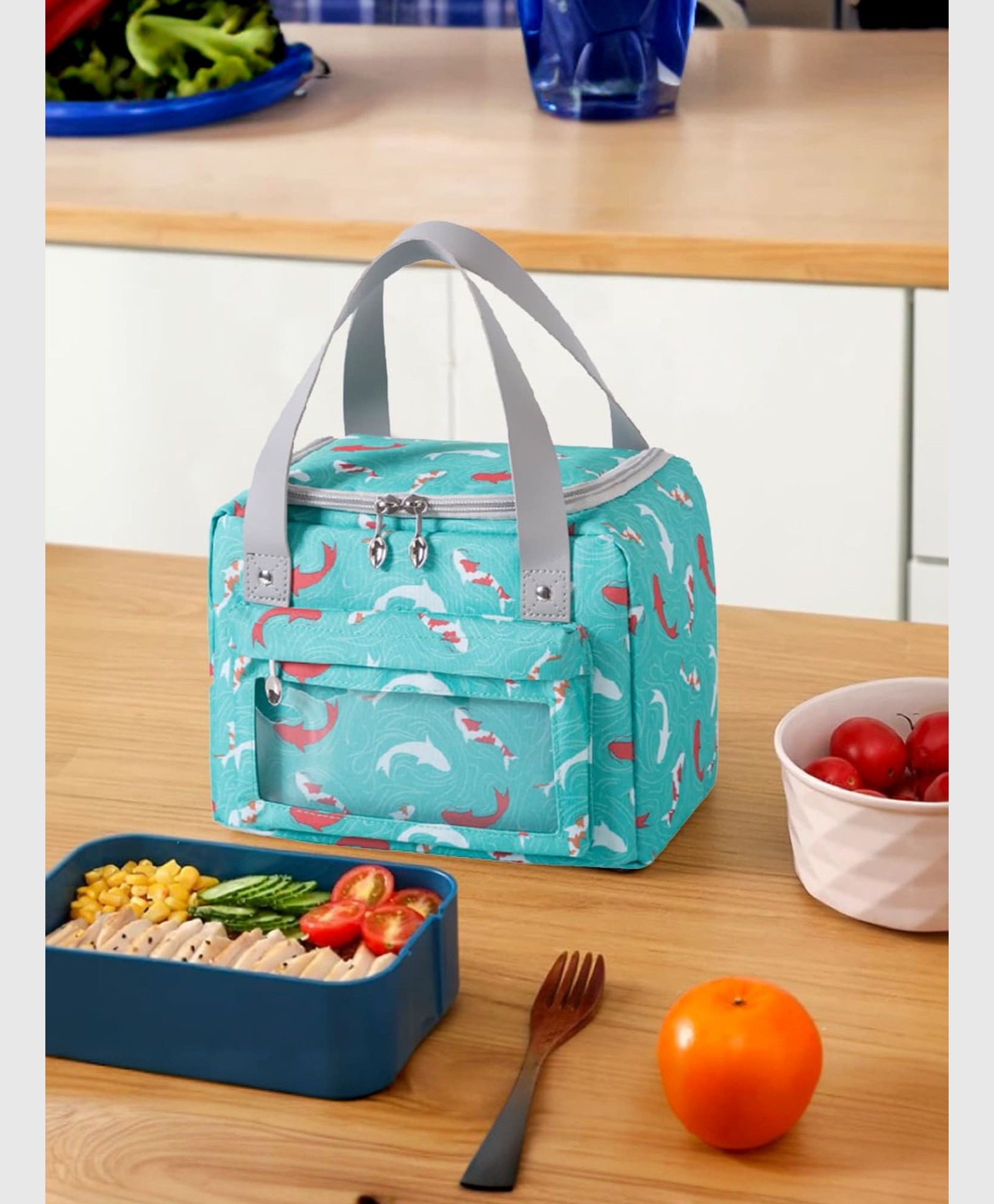 UMAI Insulated Lunch Bag - Office/School/Camping Tote Lightweight Durable Handle Front Pocket - Green-picture-49