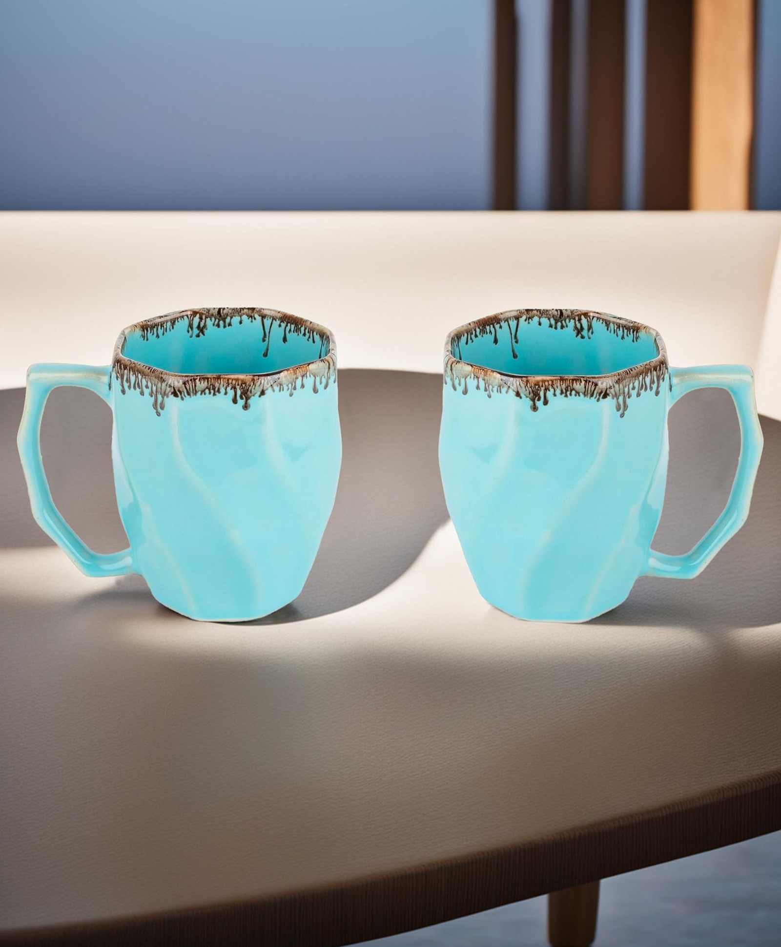 USHA SHRIRAM Ceramic Tea Coffee Cup (2Pcs) | Coffee Mug Ceramic Microwave Safe | Refrigerator Safe | Scratch Resistant | Stain Proof | Dinnerware | Family Occasion | Diwali Gift Set (Design 5)-image-33