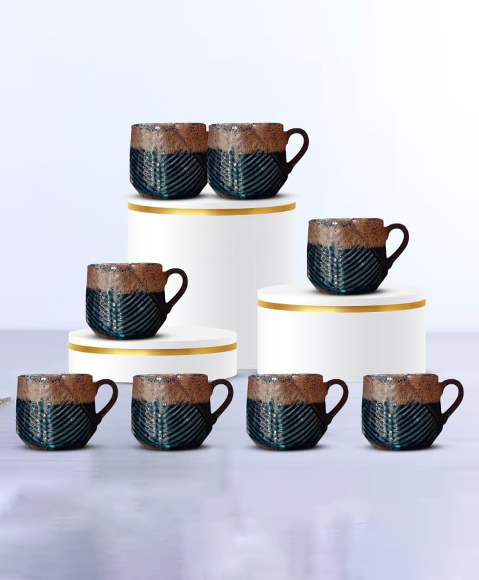 USHA SHRIRAM Ceramic Tea Coffee Cup (2Pcs) | Coffee Mug Ceramic Microwave Safe | Refrigerator Safe | Scratch Resistant | Stain Proof | Dinnerware | Family Occasion | Diwali Gift Set (Design 1)-image-36