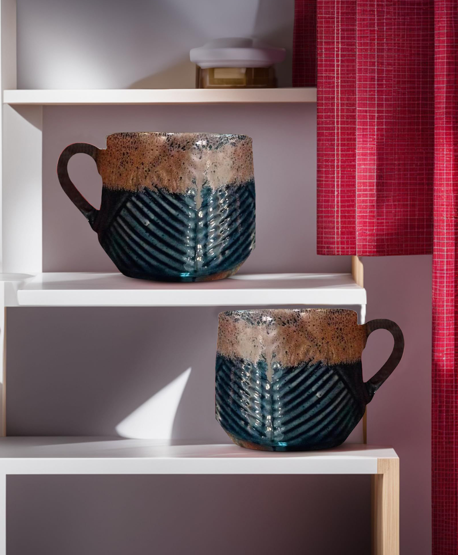Better Home: USHA SHRIRAM Ceramic Tea Coffee Cup (2Pcs) - Microwave & Fridge Safe - Gift Set-image-25
