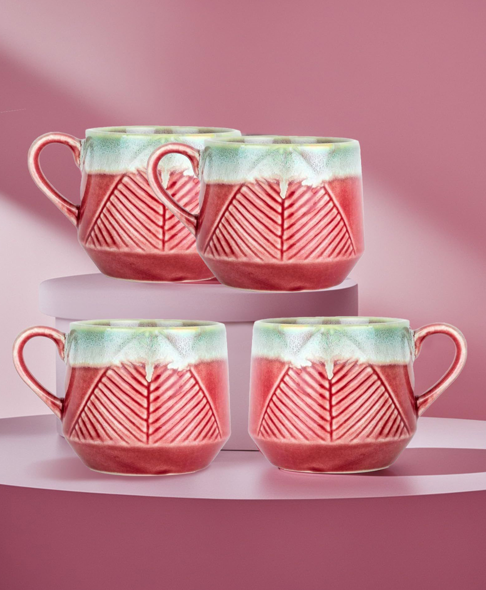 The Better Home Ceramic Cup Set (2Pcs) | Microwave & Fridge Safe | Scratch & Stain Resistant | Diwali Gift (Design 7)-picture-45