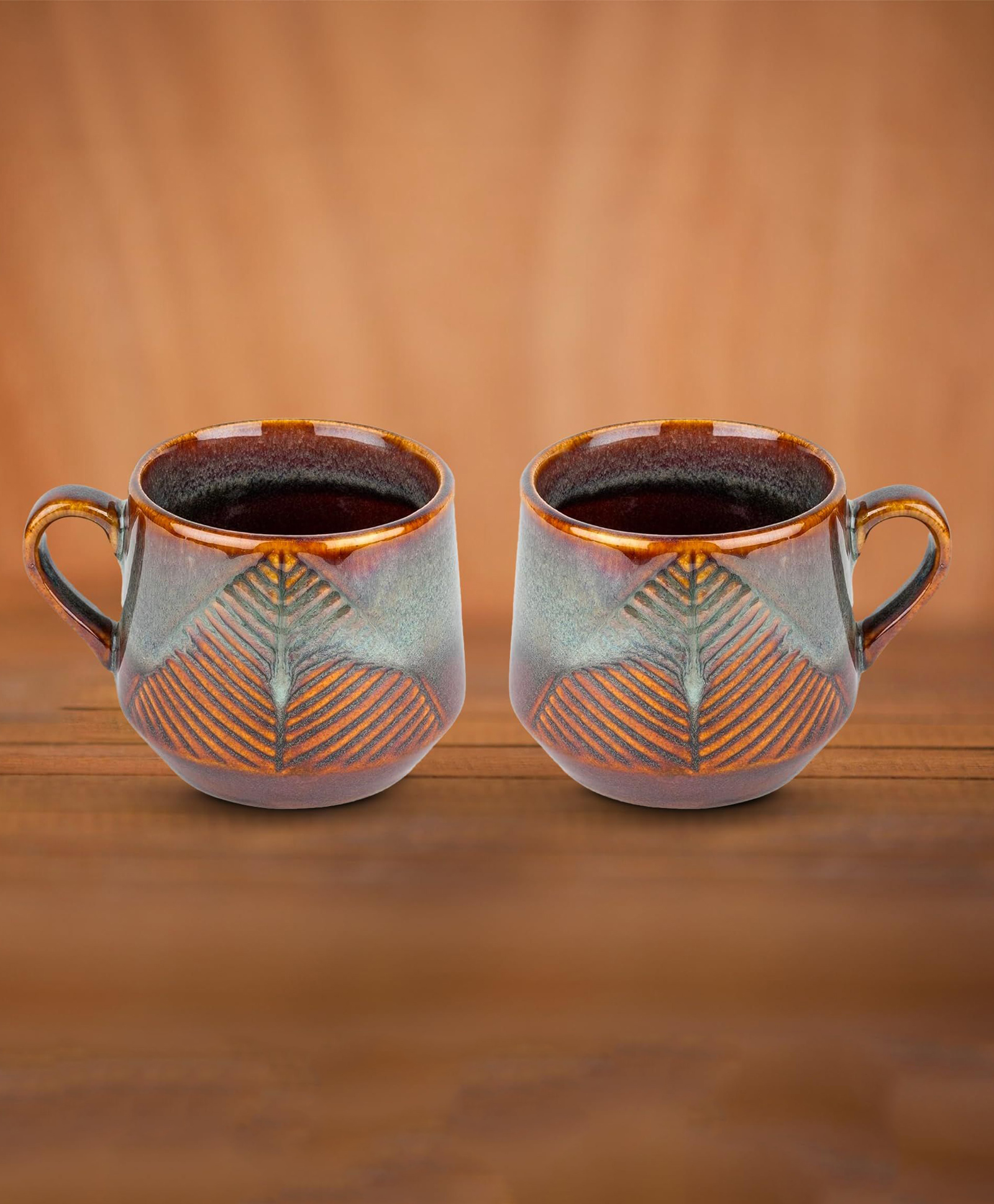 Better Home: USHA SHRIRAM Ceramic Tea & Coffee Cup (2Pcs) - Microwave Safe Scratch Resistant Diwali Gift (Design 4)-image-27